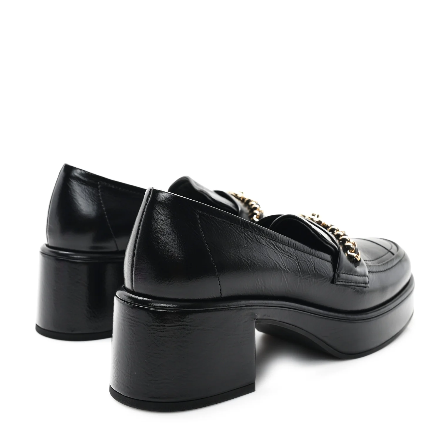 Shiny Calfskin Logo Loafers 36.5 Black