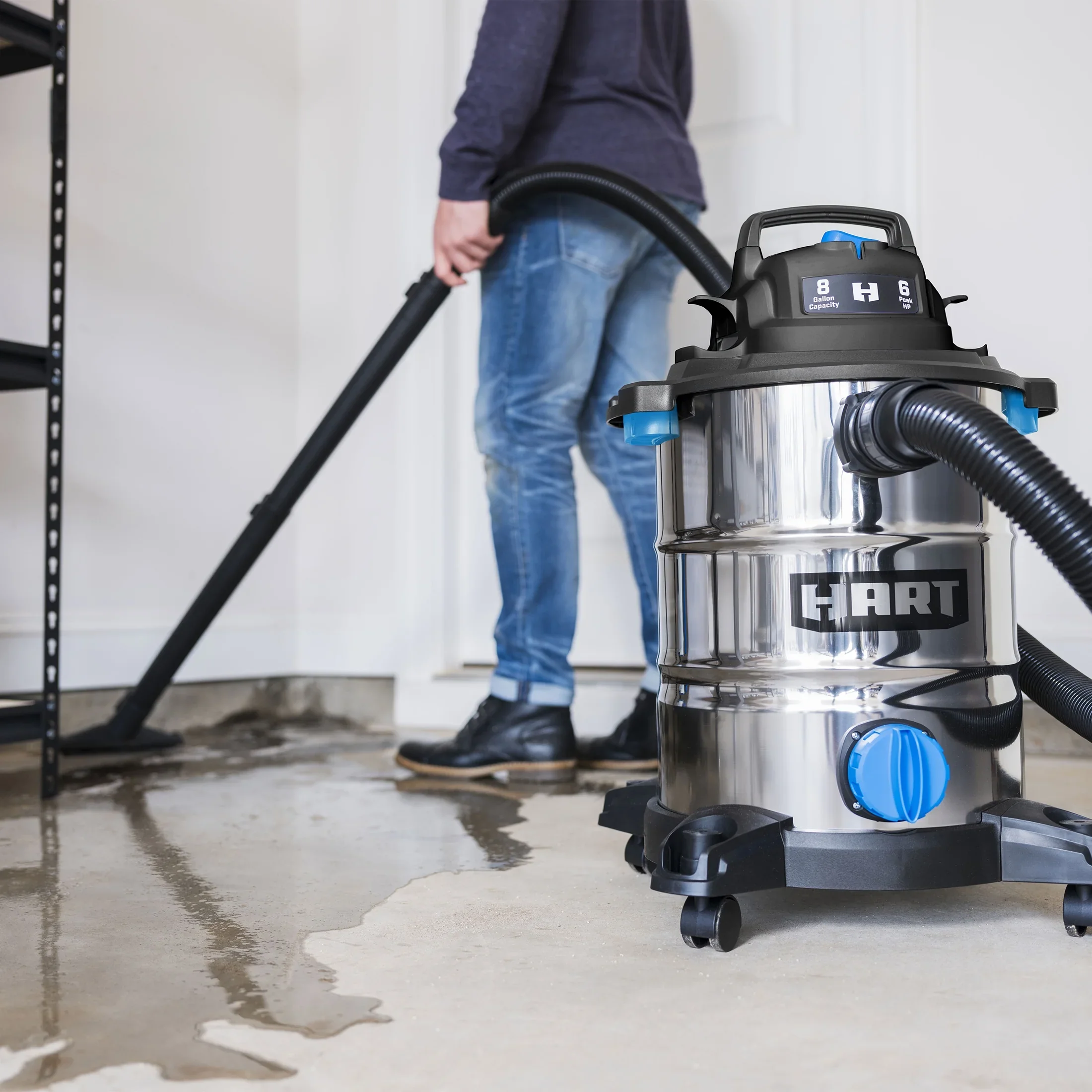 HART 8 Gallon 6 Peak HP Stainless Steel Wet/Dry Vacuum, VOC812SF 3703