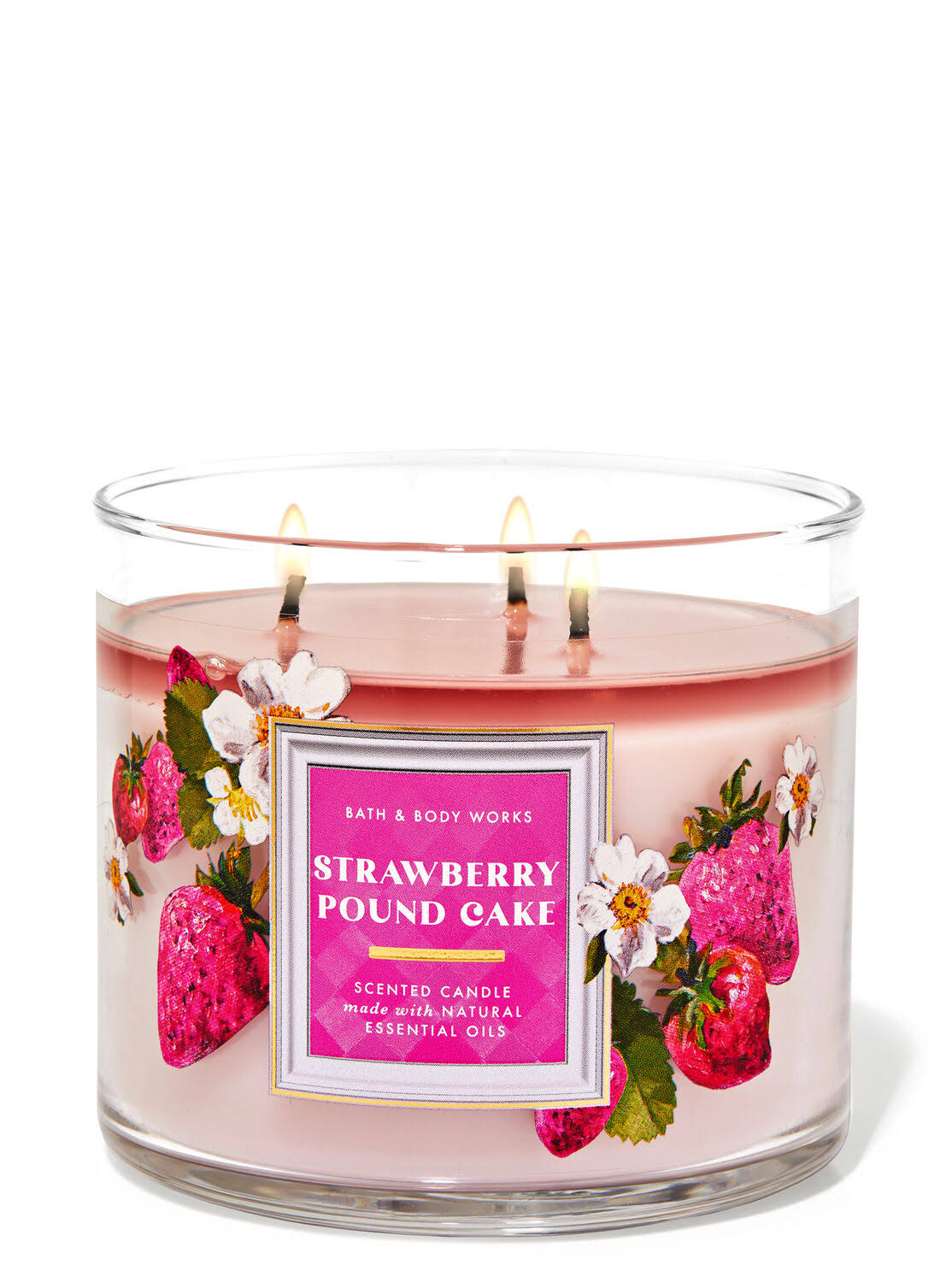 Bath & Body Works Accents | Strawberry Pound Cake Bath & Body Works 3-Wick Scented Candle | Color: Pink/Red | Size: 3wick | Cloud9sales's Closet
