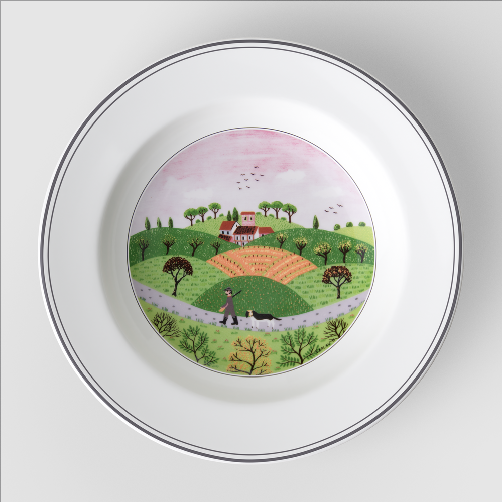 Design Naif Soup bowl - Multi-colored, 8.8'', Premium Porcelain