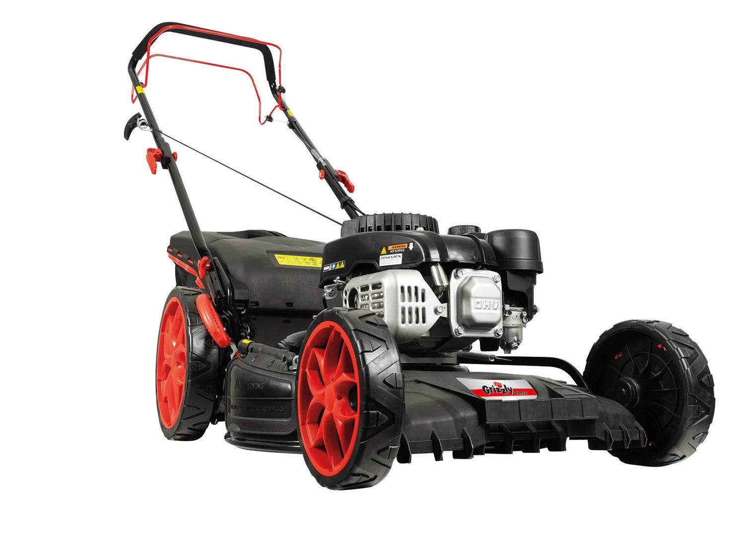 Grizzly 4 en 1, tondeuse à essence BRM 5117-2 A, 3,7 ch, 70 l, sac à dos