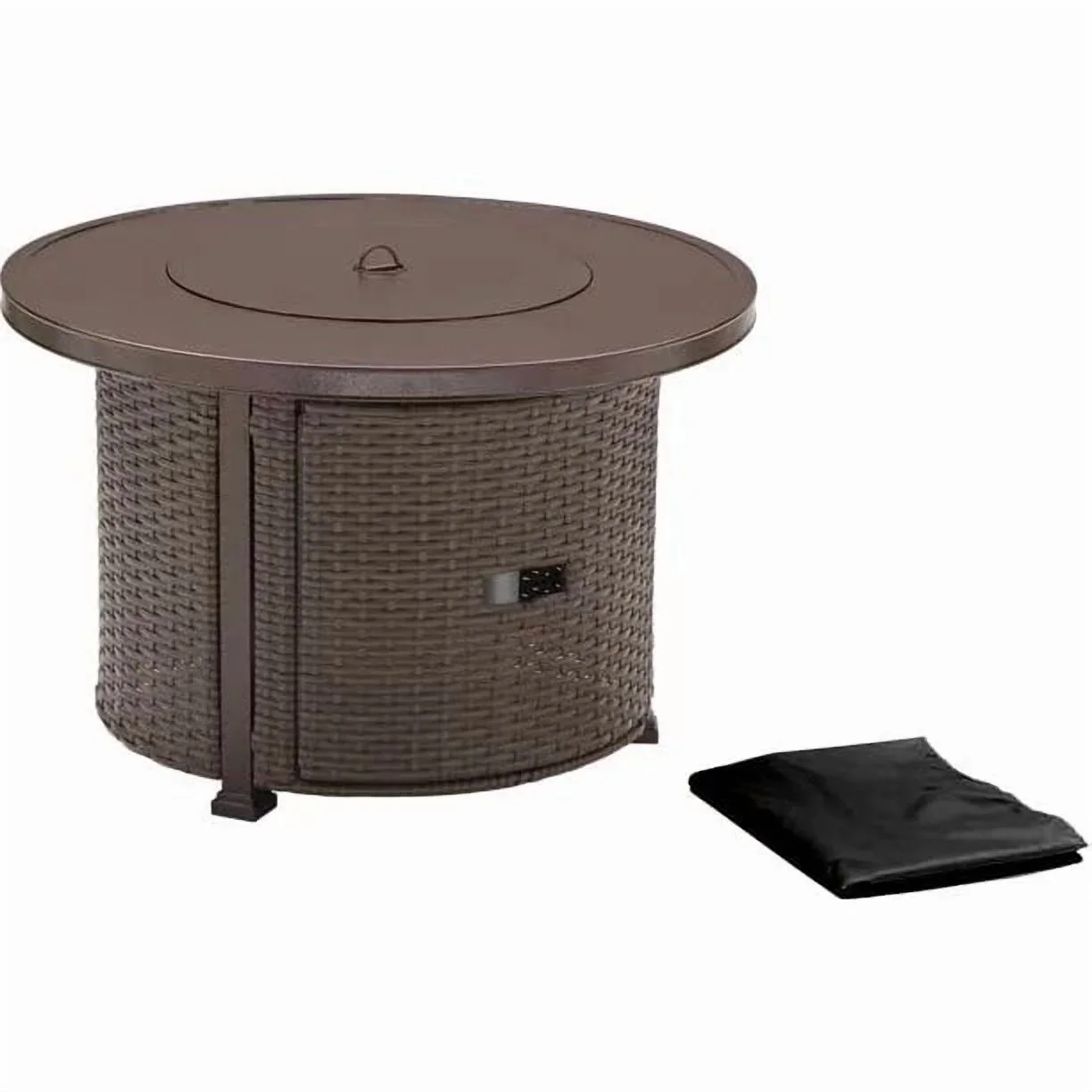 Better Homes & Gardens Colebrooke 37 Round 50,000 BTU Propane Gas Fire Pit Table with Glass Beads, Metal Lid and Protective Cover