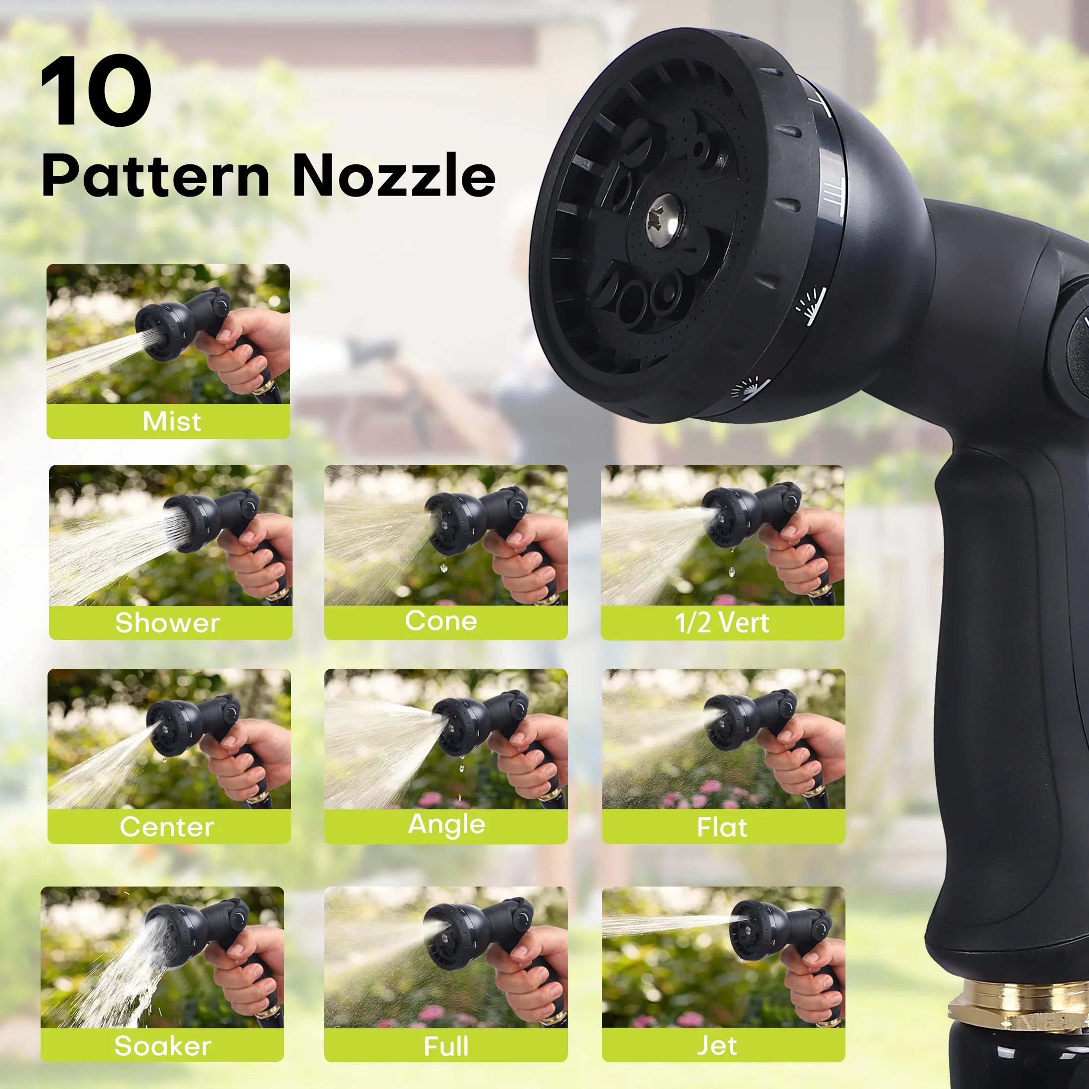 Vipuse Retractable Garden Hose Reel, 1/2 Inch x 100 ft Wall Mounted Garden Hose Reel, with 10 Pattern Nozzle, Any Length Lock, Slow Return System, 180�� Swivel Bracket