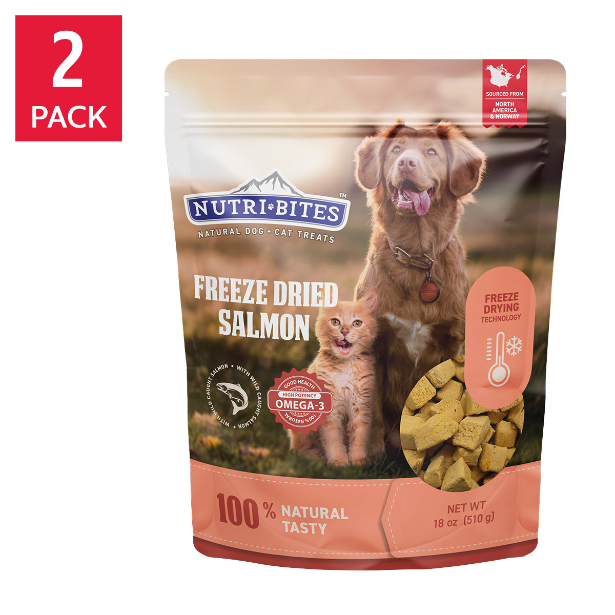Canature Nutribites Freeze Dried Salmon, Dog and Cat Treat 18 oz, 2 - Pack
