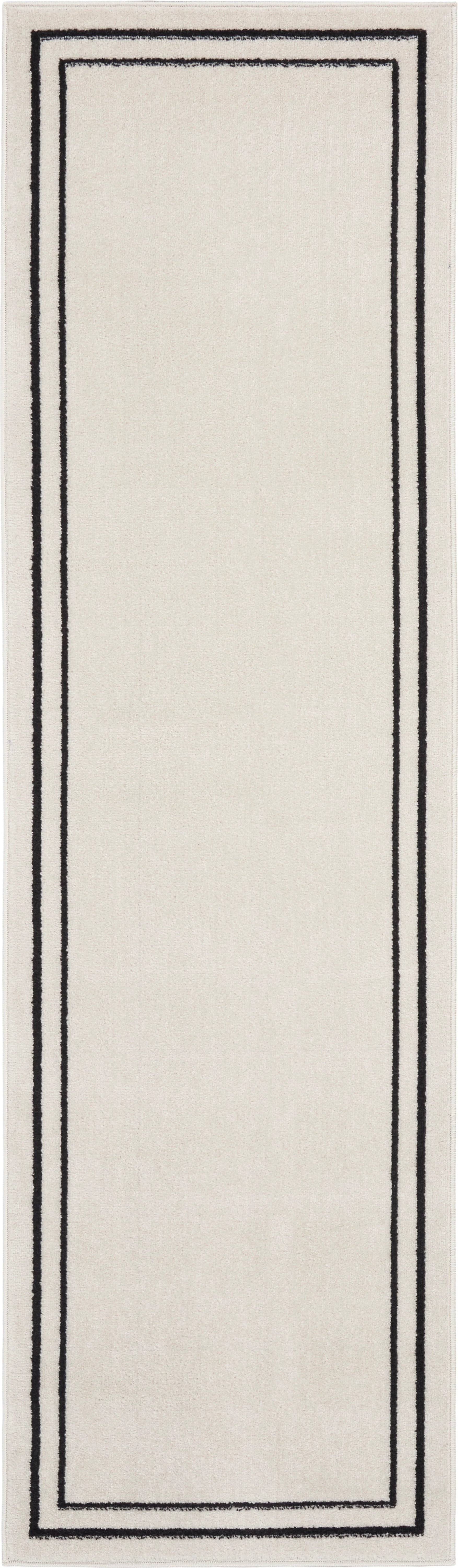 Nourison Essentials - NRE02 Ivory Black Area Rug 2 ft. x 6 ft. Runner