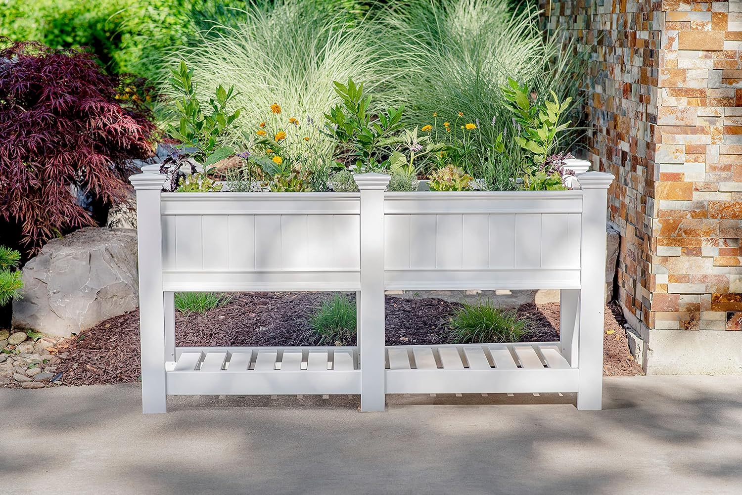 Cambridge 68 5W X 24L Vinyl Raised Planter with Extension Kit