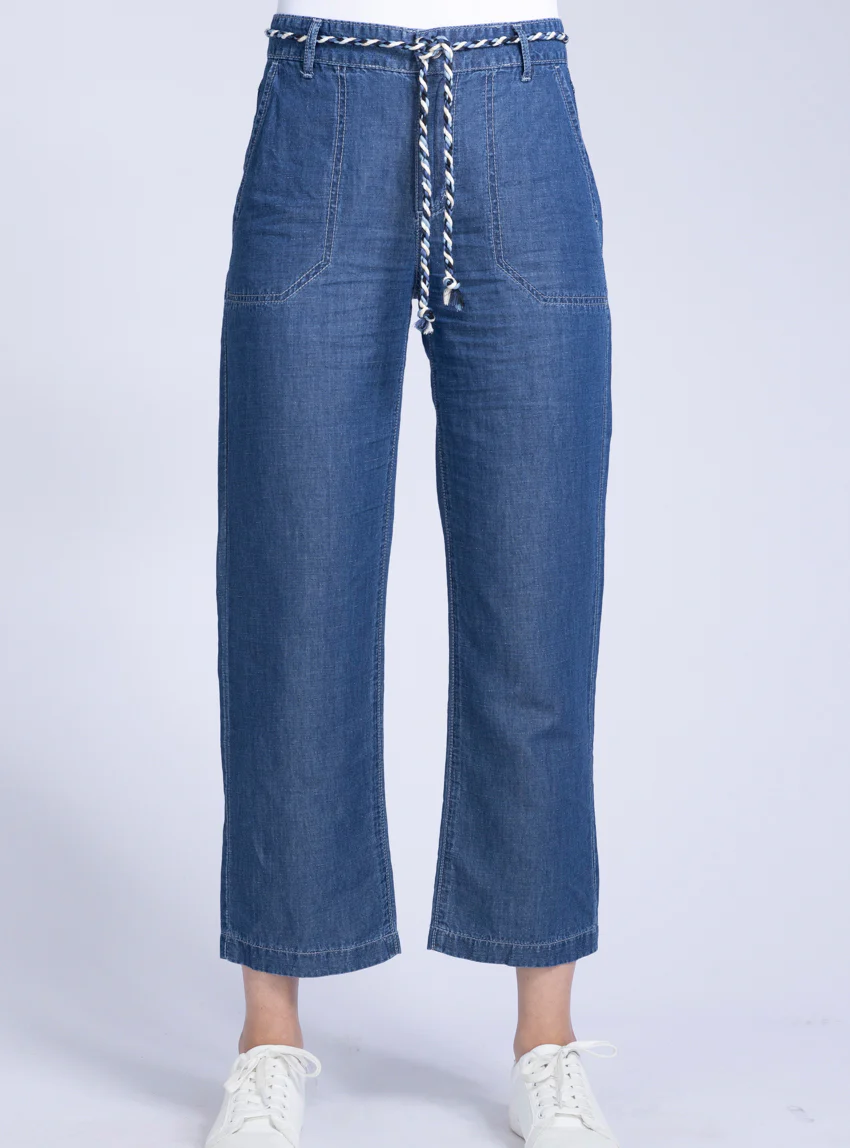 Pantalon fluide 7/8 ème bleu indigo