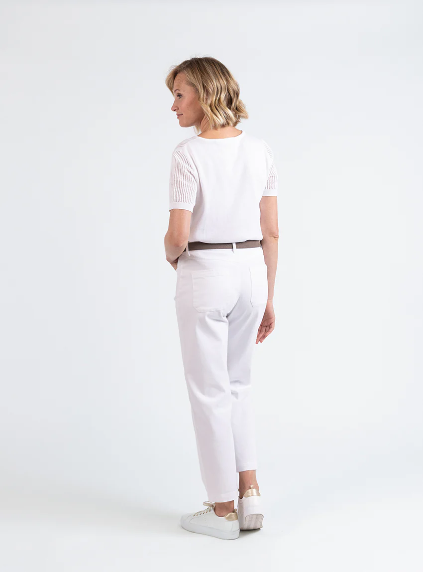 Pull femme ajouré coton blanc