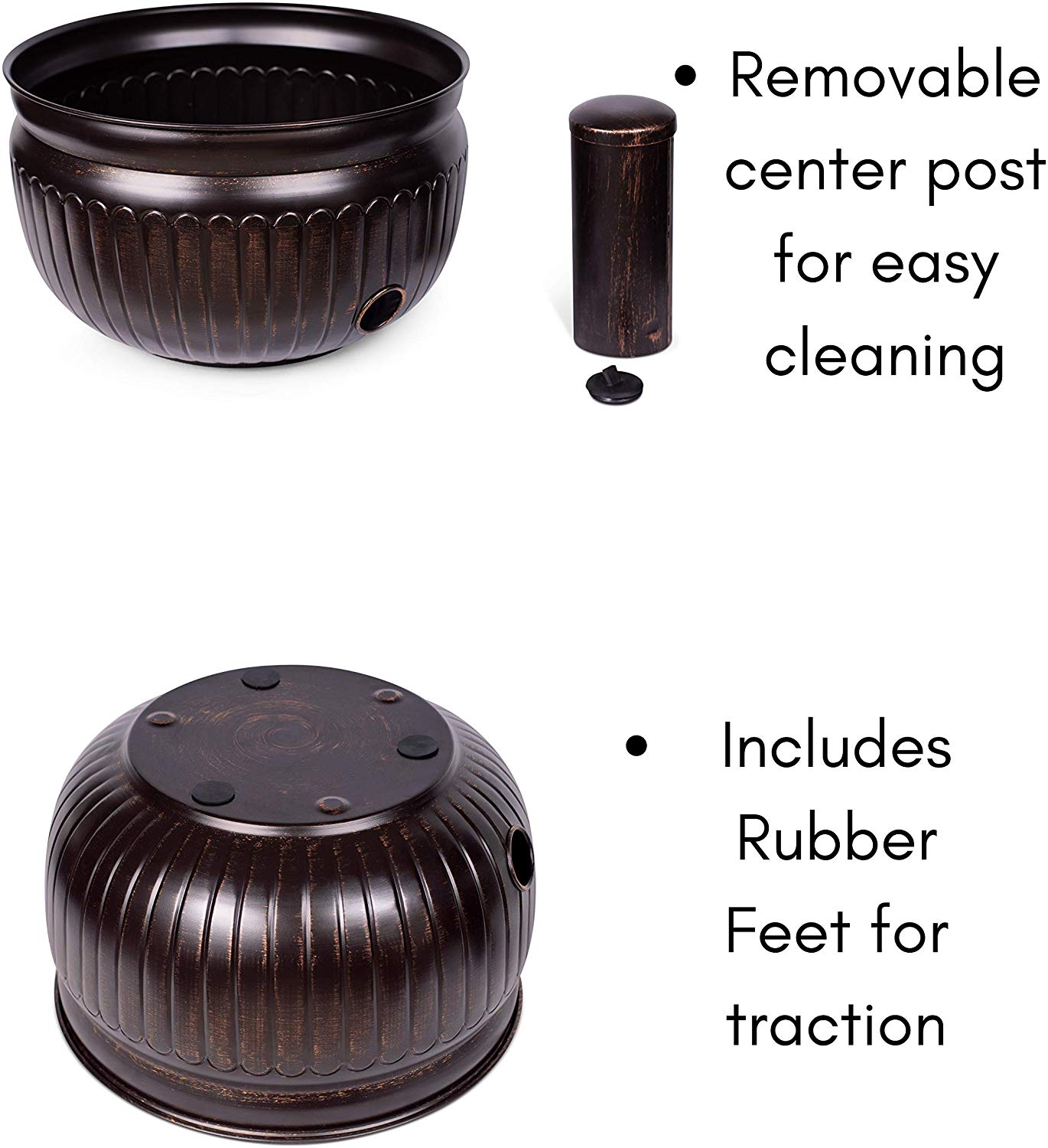 Birdrock Home Decorative Water Hose Pot - Distressed Bronze - 100 Ft Hose