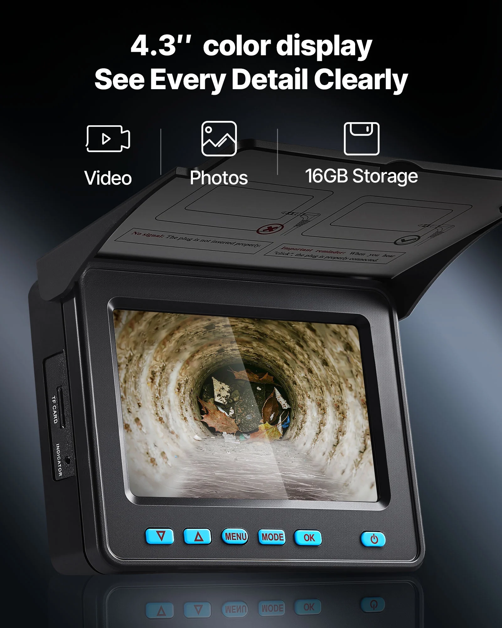 VEVOR Sewer Camera, 164 Ft/50m, 4.3