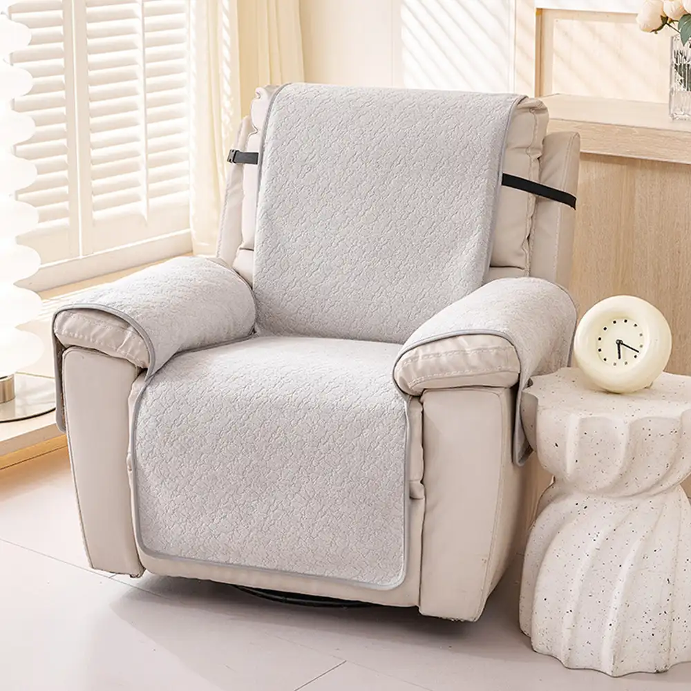 Chenille Scratch-Resistant Recliner Couch Cover With Straps - Snowflake