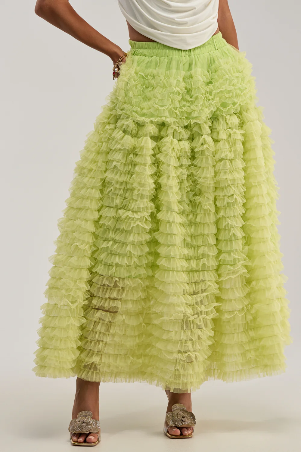 LOVE THE DRAMA MESH MAXI SKIRT - Akira Store