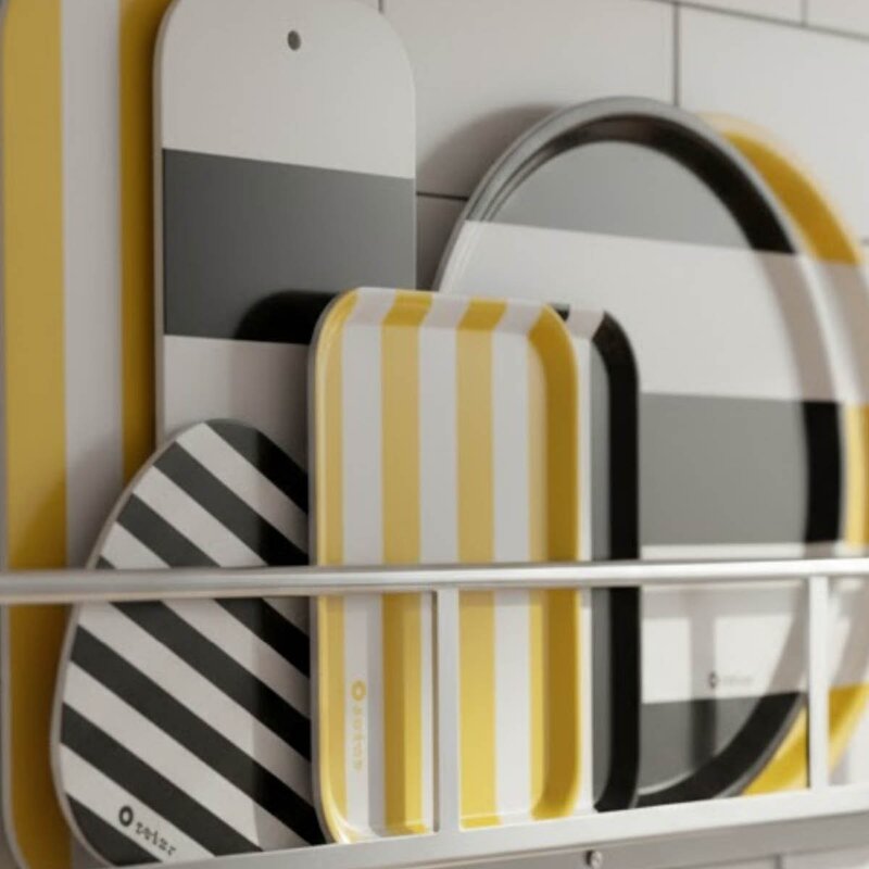 Stripes serveringsbrett 27x20 cm svart/hvit