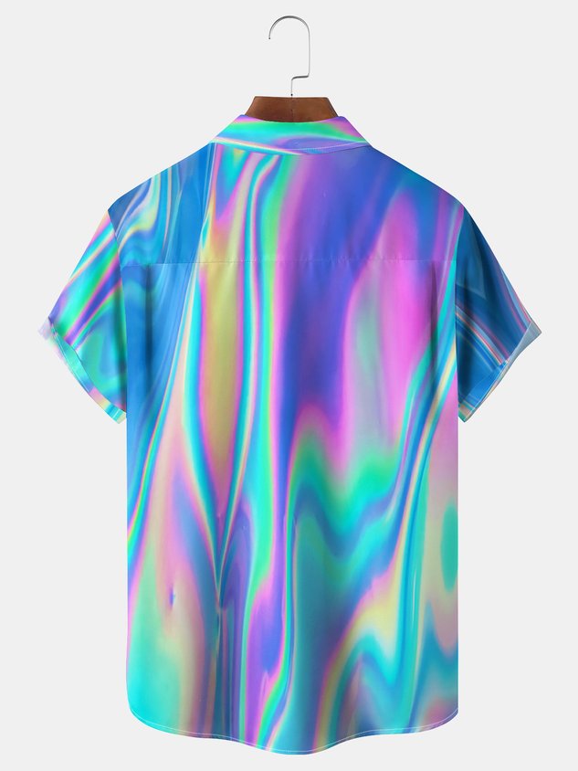 Chemise décontractée à manches courtes et poche poitrine, color dégradé