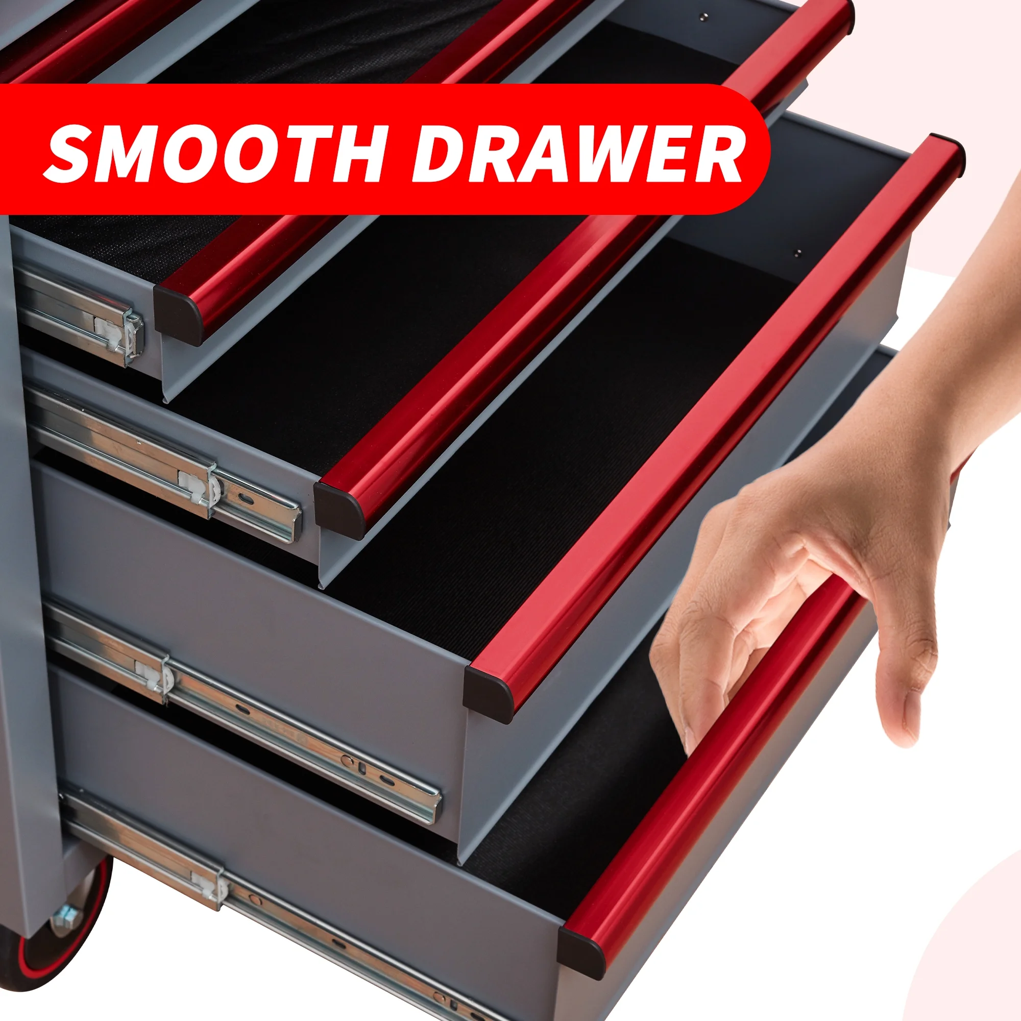 26.7inch Tool Cabinets Rolling Toolbox with 7 Drawers, Metal Tool Chest with Wheels, Gray Color, Tool Cart for Garage, Warehouse, Repair Shop, Workshop - Image 7