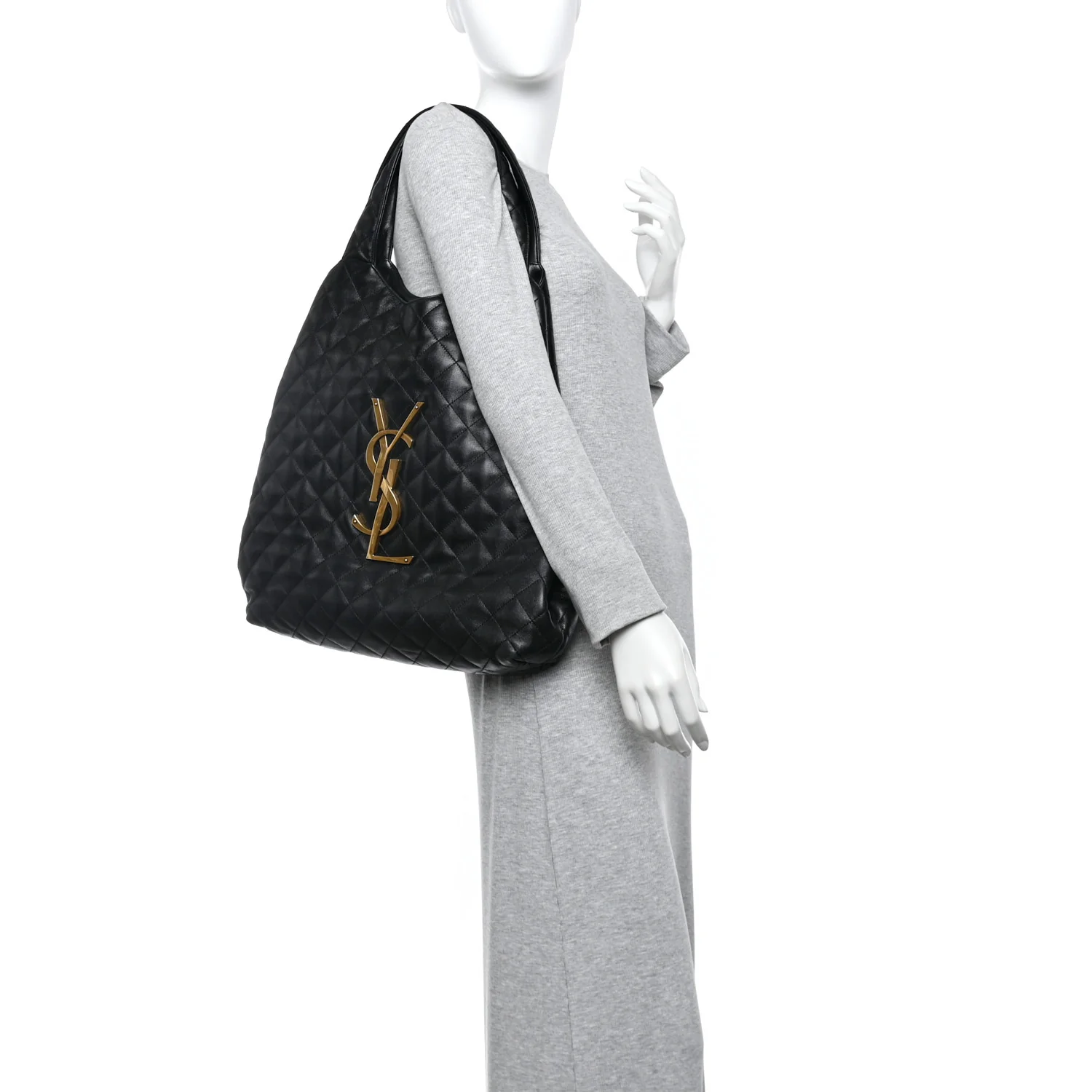Lambskin Quilted Maxi Icare Shopping Tote Black
