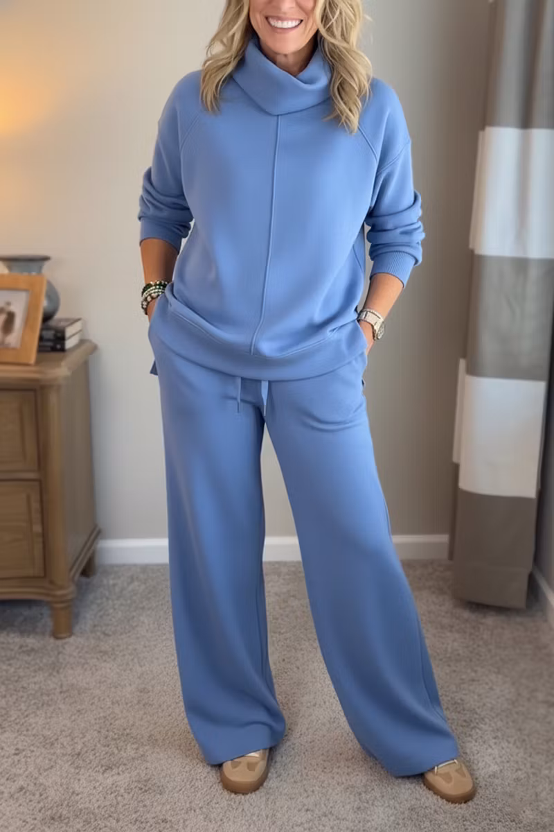 New Arrivals🔥 Cozy Travel Cowl Neck Sweatshirt and Pant 2 Piece Sets
