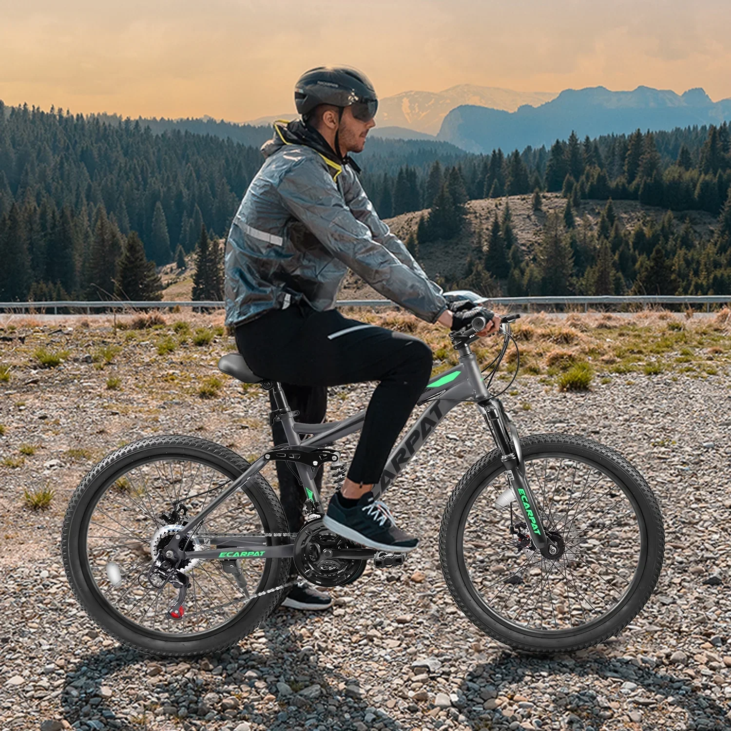 27.5 Inch Mountain Bike , Dual Full Suspension 21-Speed Disc Brakes Thumb Shifter,Carbon Steel Frame Mountain Bike, Mens Womens Trail Commuter City Bicycles