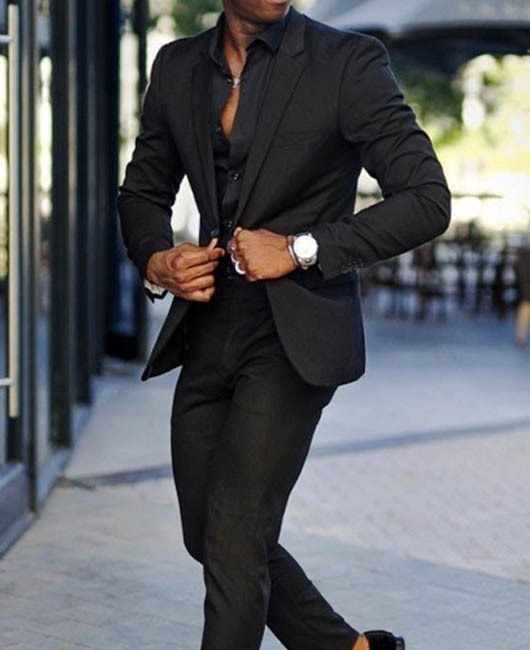 Ensemble 2 pièces : blazer élégant à revers cranté et pantalon crayon, couleur unie.