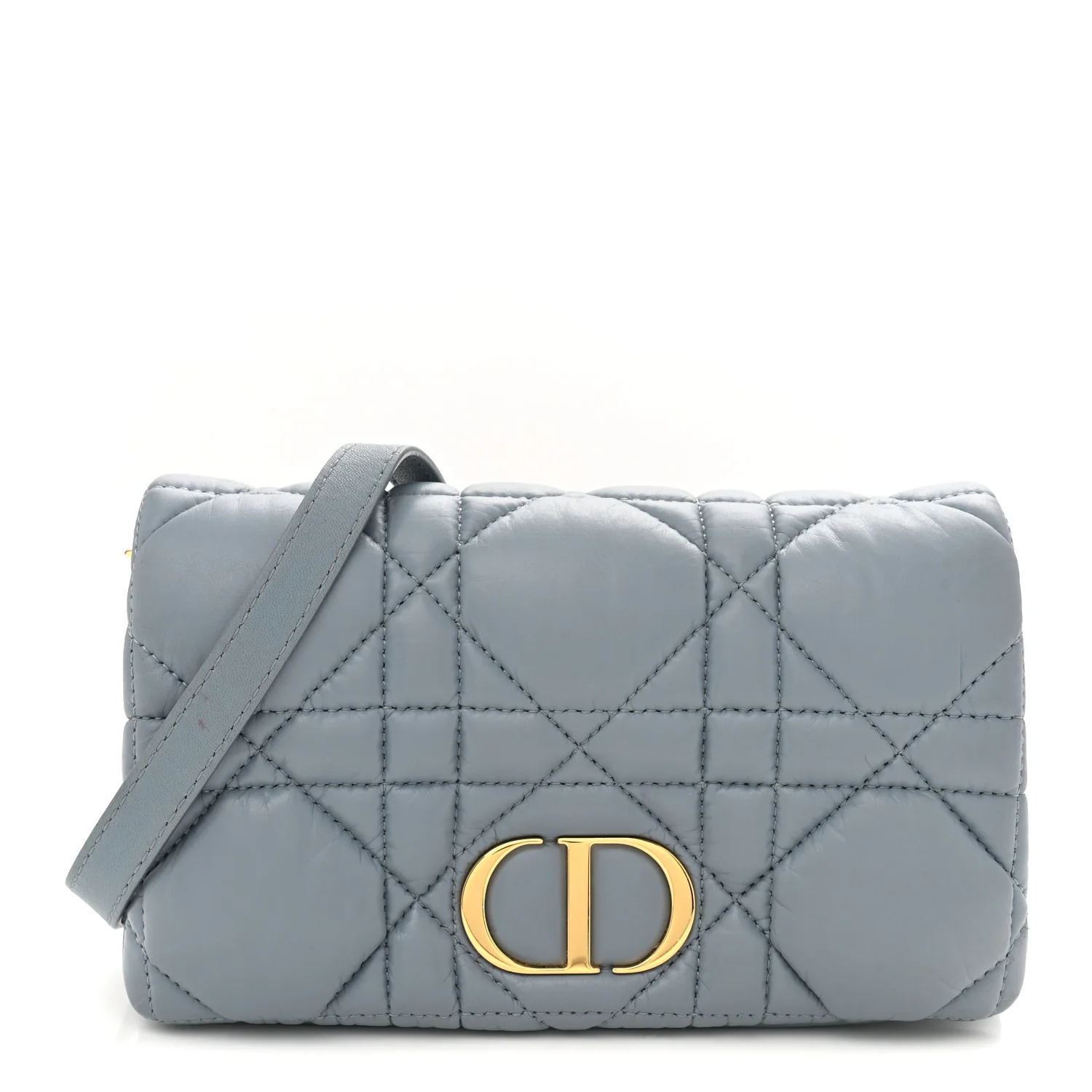 Lambskin Macrocannage Mini Dior Caro Bag Cloud Blue