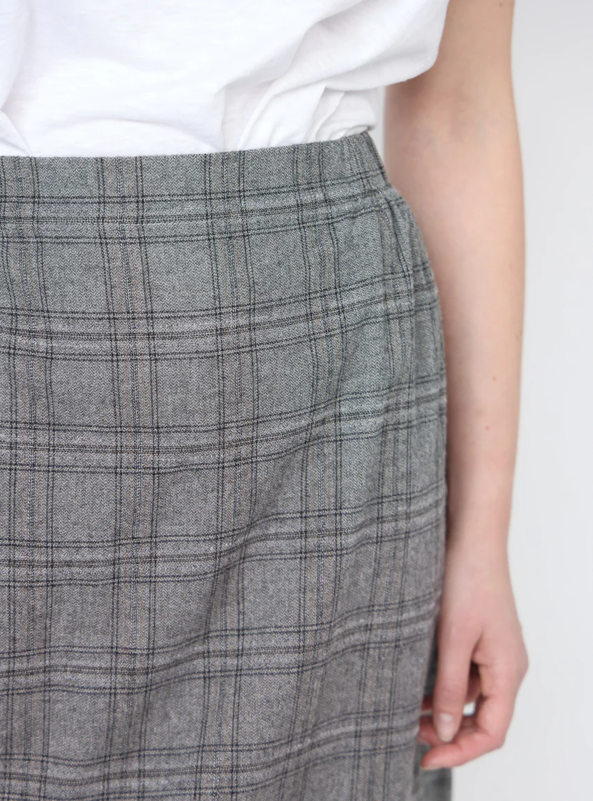 Jupe midi femme à carreaux gris