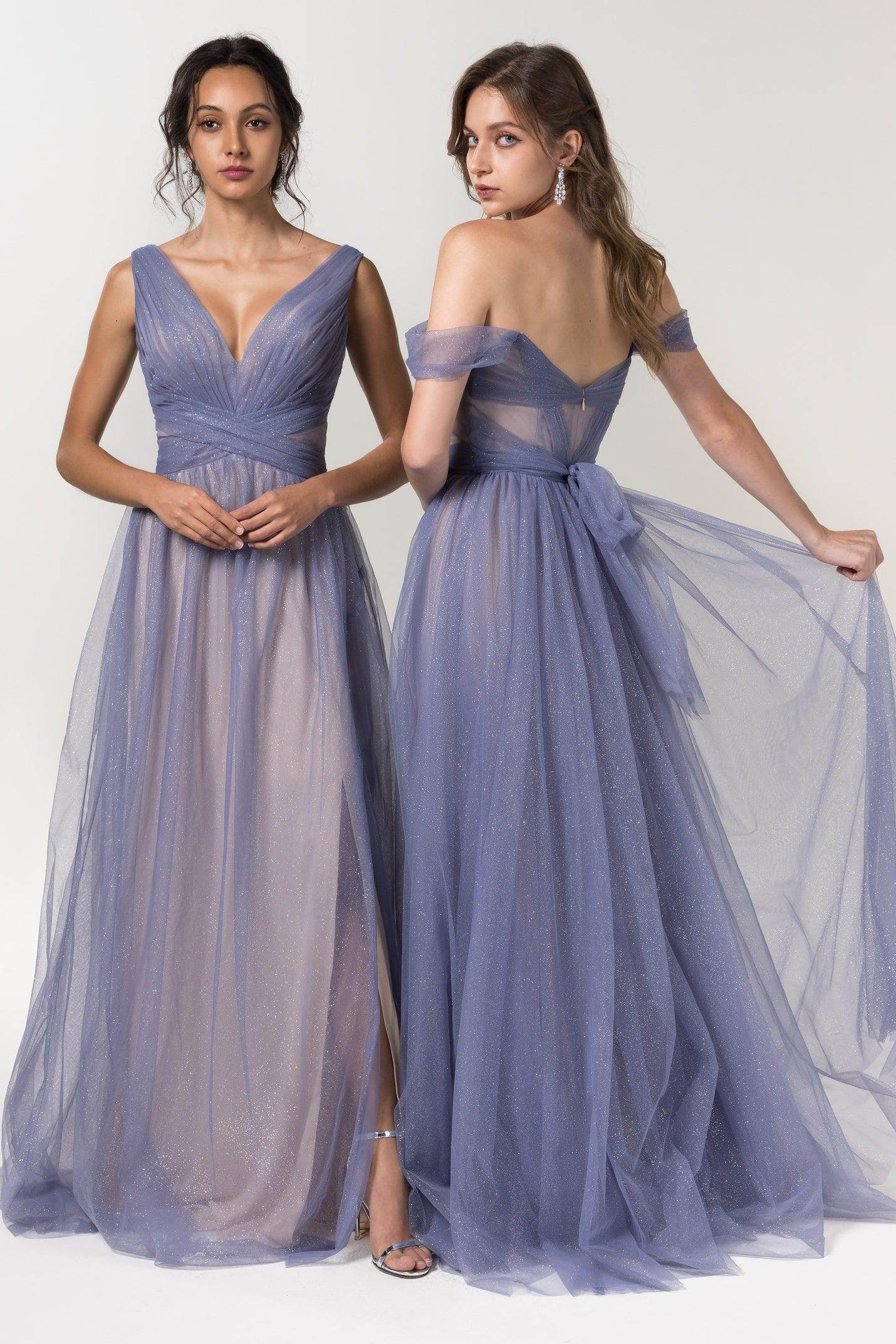 A-Line Floor Length Sparkling Tulle Bridesmaid Dress Formal Dresses
