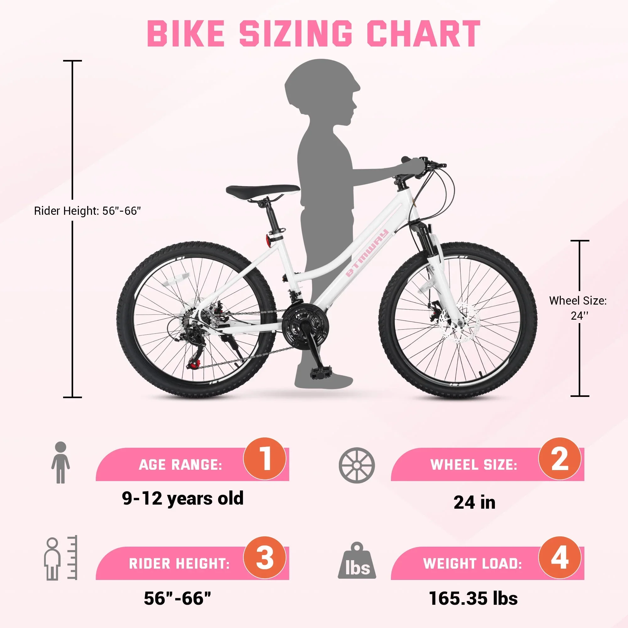 SHINPT 24 Mountain Bike for Teenagers and Adult, Mountain Bicycles with Dual Disc Brakes, Shimano 21 Speeds Bicycles for Men Women, Adult Bicycle with Comfort Saddle, Commuter Bike