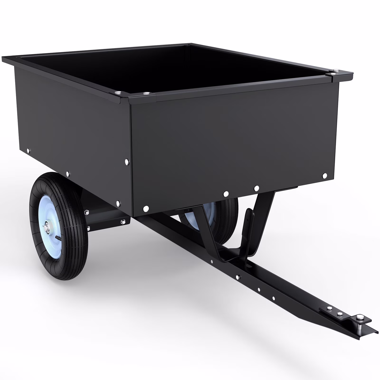 350LB Capacity Dump Cart Trailer Tow Behind Lawn Steel for Lawn Tractor ATV UTV With Wheels Black