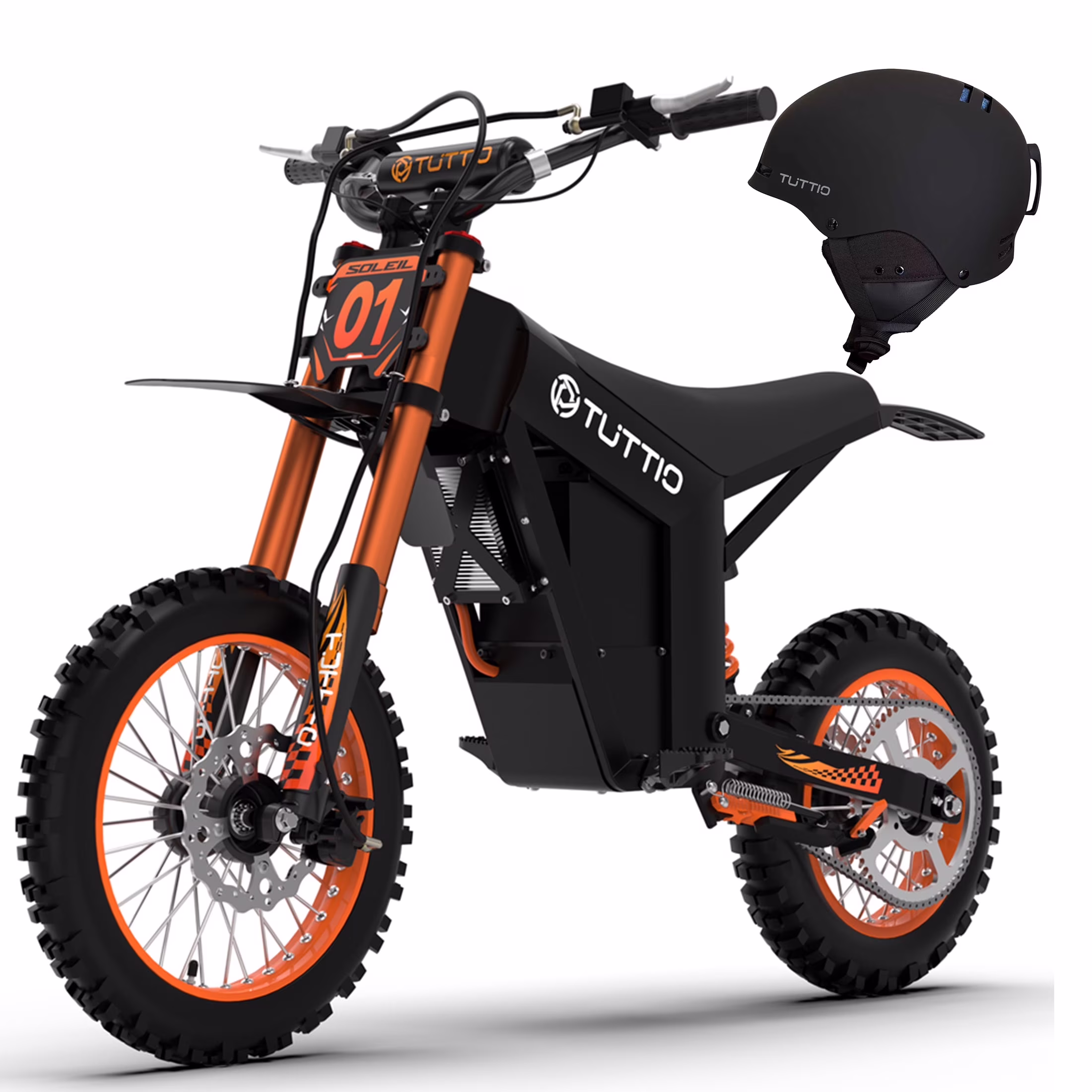 TUTTIO Soleil01 Adult Electric Dirt Bike (with Branded Helmet), 2000W, 48V 21ah Battery, 37mph Full Suspension Mountain E - Bike, 200nm Torque All - Terrain Electric Motorcycle