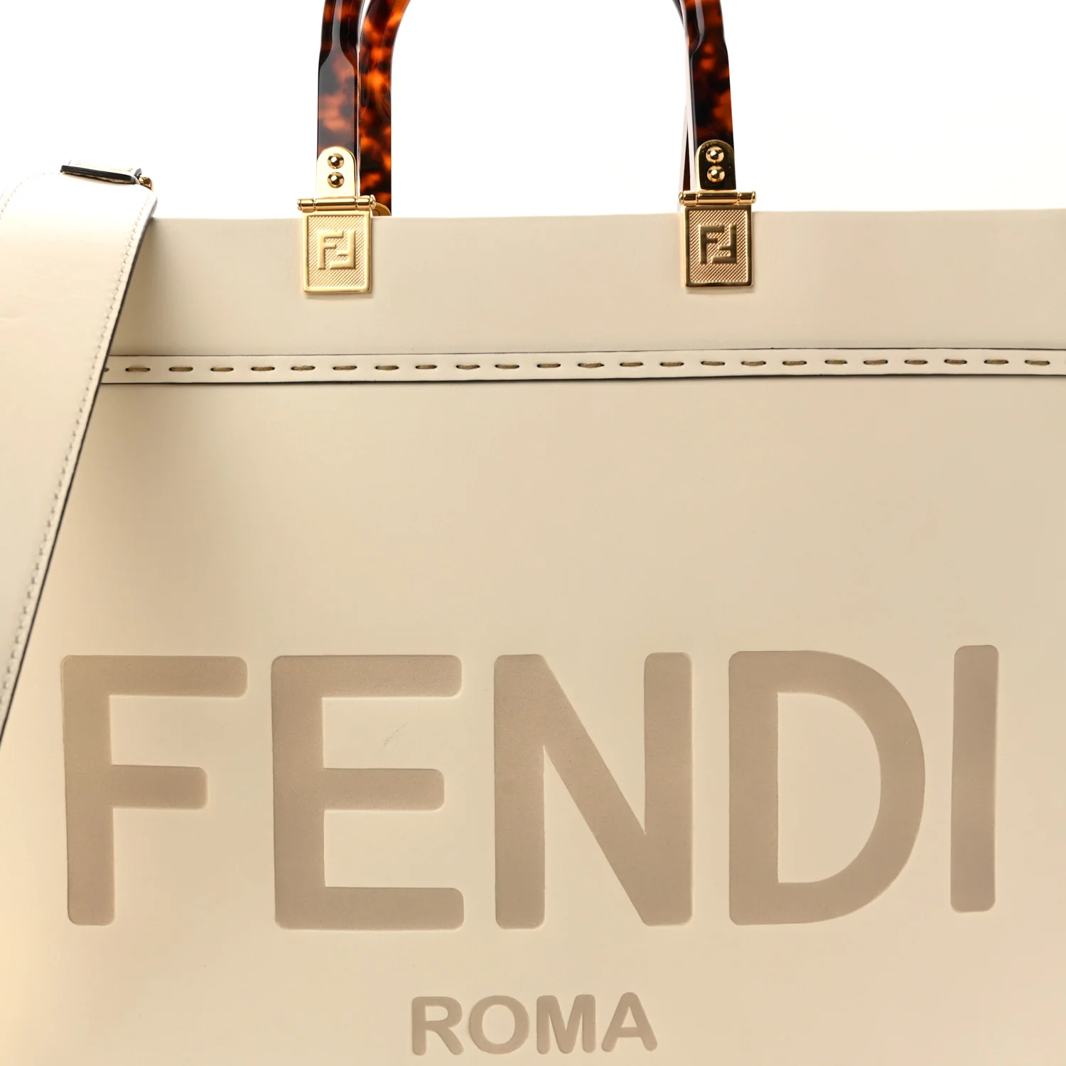 Vitello King Plexiglass Medium Fendi Sunshine Shopper Tote White Ice