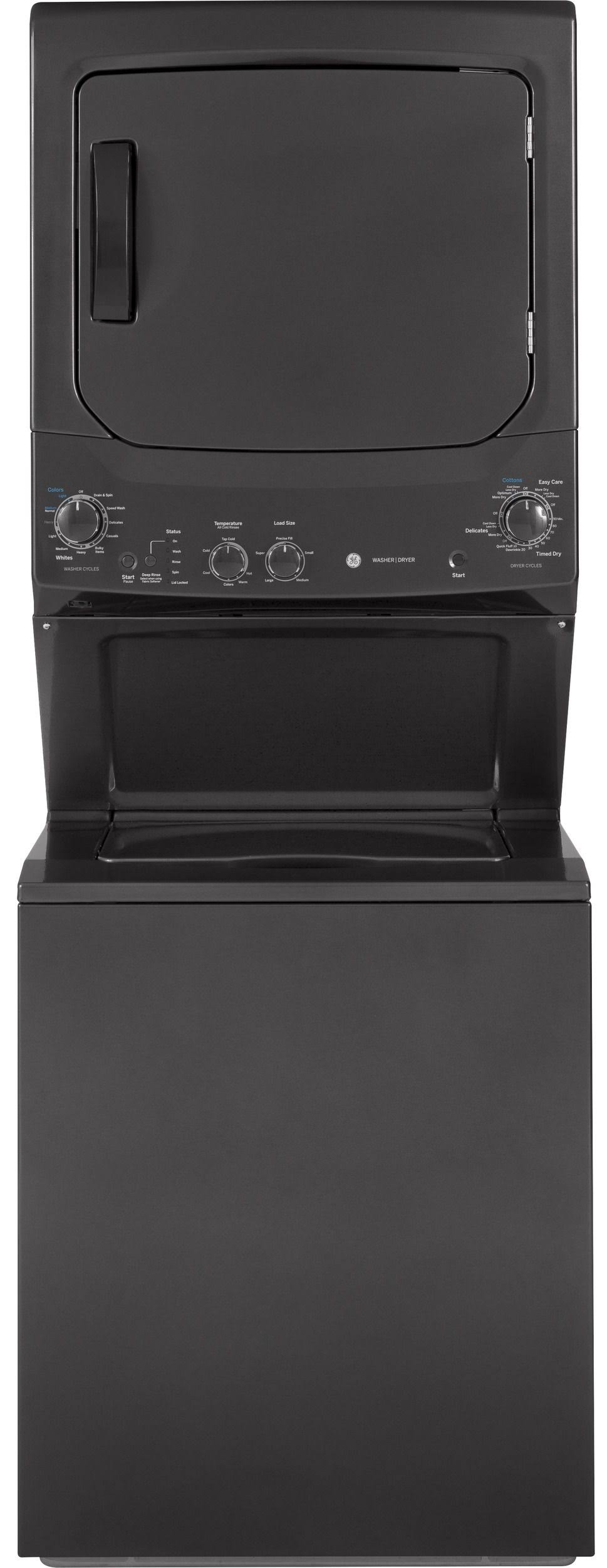 GE Appliances GUD27ESPMDG Unitized Spacemaker Washer and 5.9 Electric Dryer - ft 3.8 Cu Grey Cu