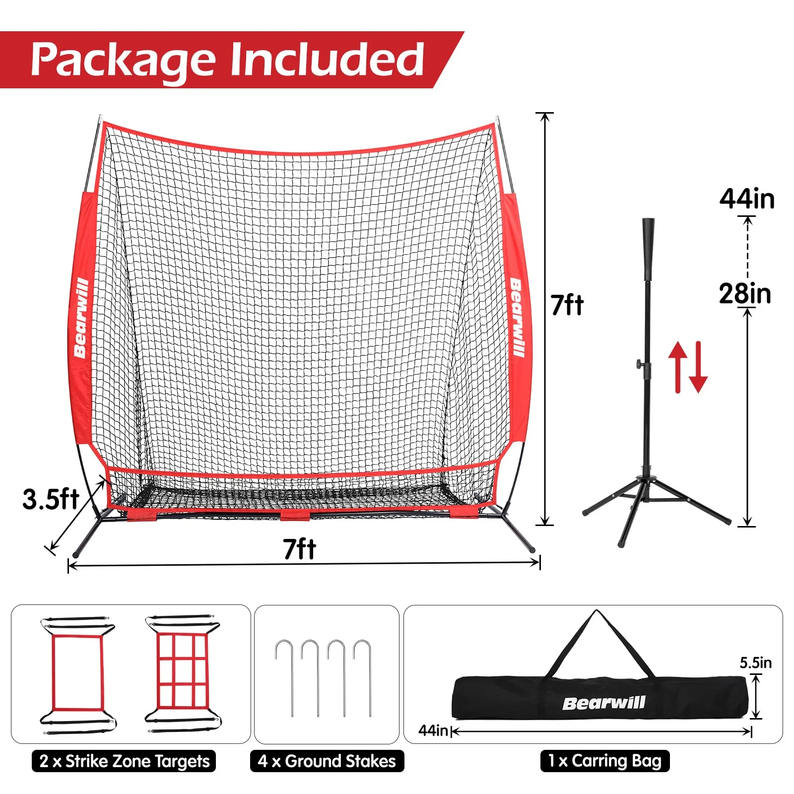Bearwill 7x7ft Baseball Softball Practice Net