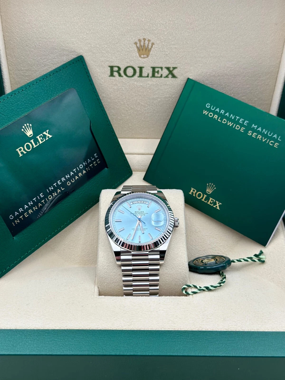 【Super Clone】RLX  Day-Date President 40mm Platinum Ice Blue Index Dial - 228236