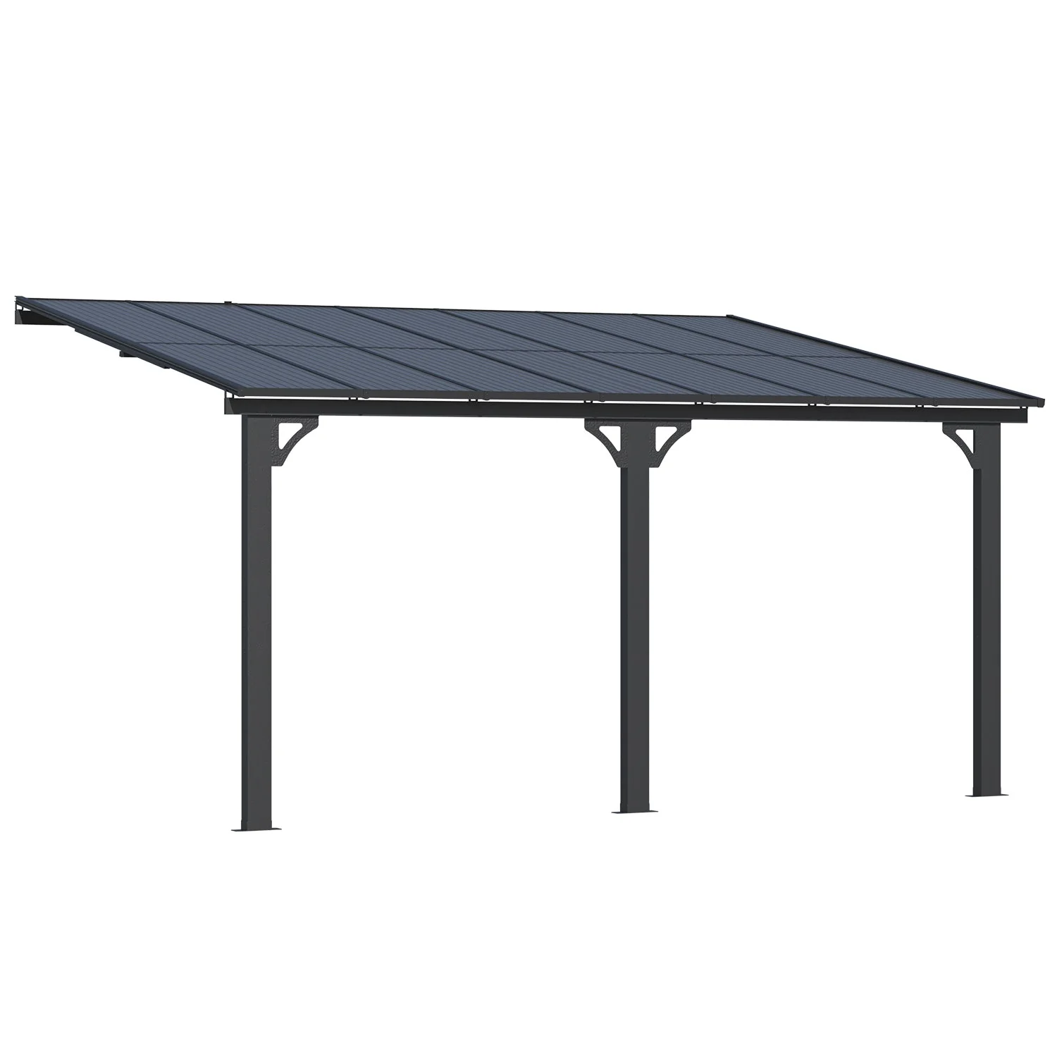 AECOJOY 14'x10' Adjustable Height Wall Mounted Outdoor Gazebos Pergola