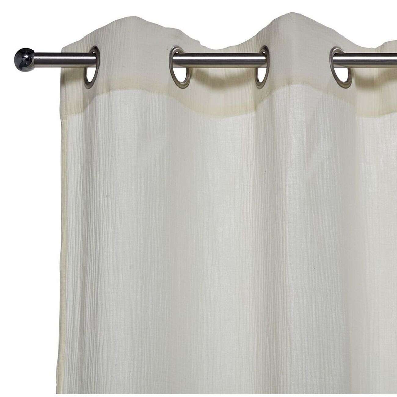 Rideau à oeillets gaze de coton beige uni 135xL240cm
