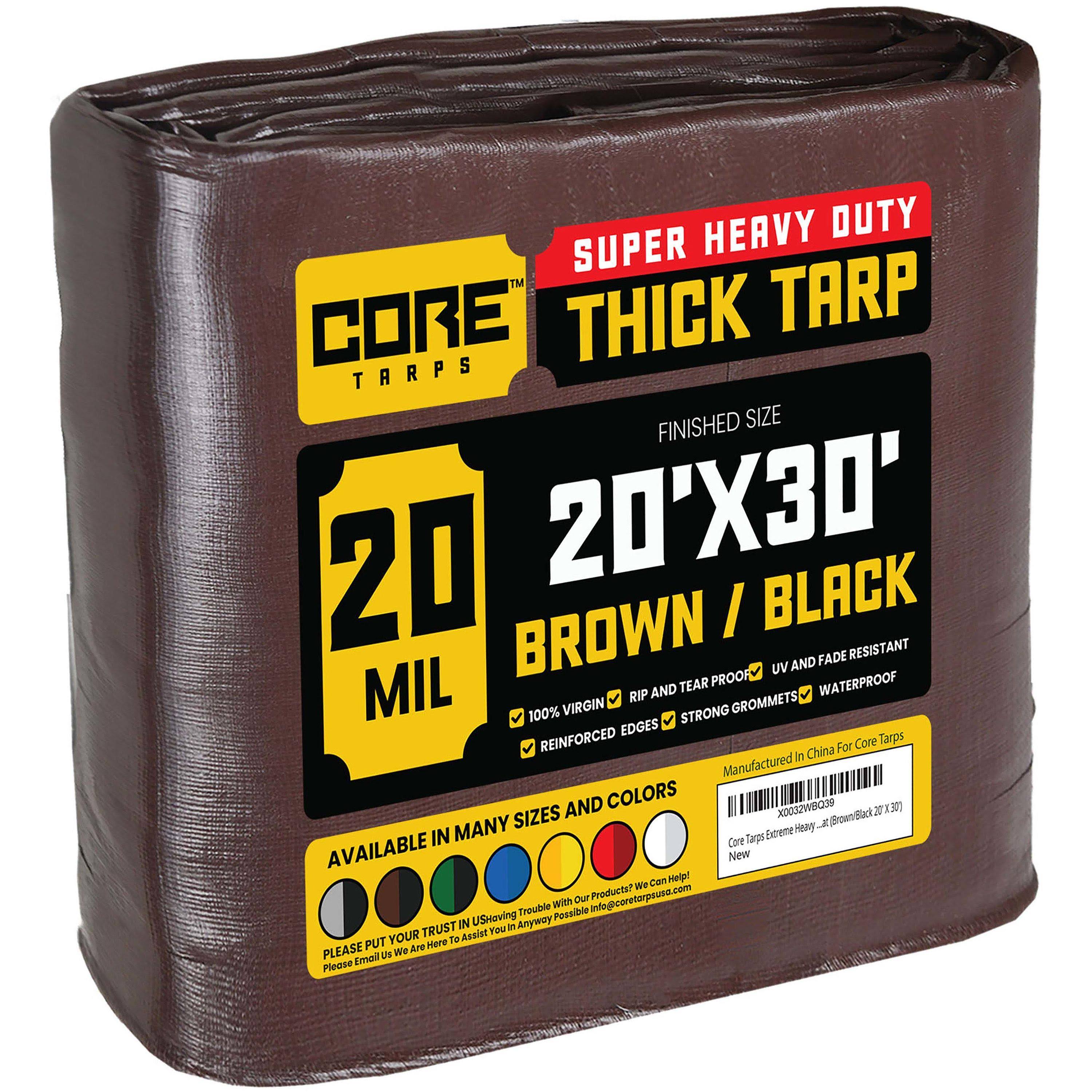 Core Tarps 20 ft. x 30 ft. Tarp. 20 mil. Brown/Black-Instock