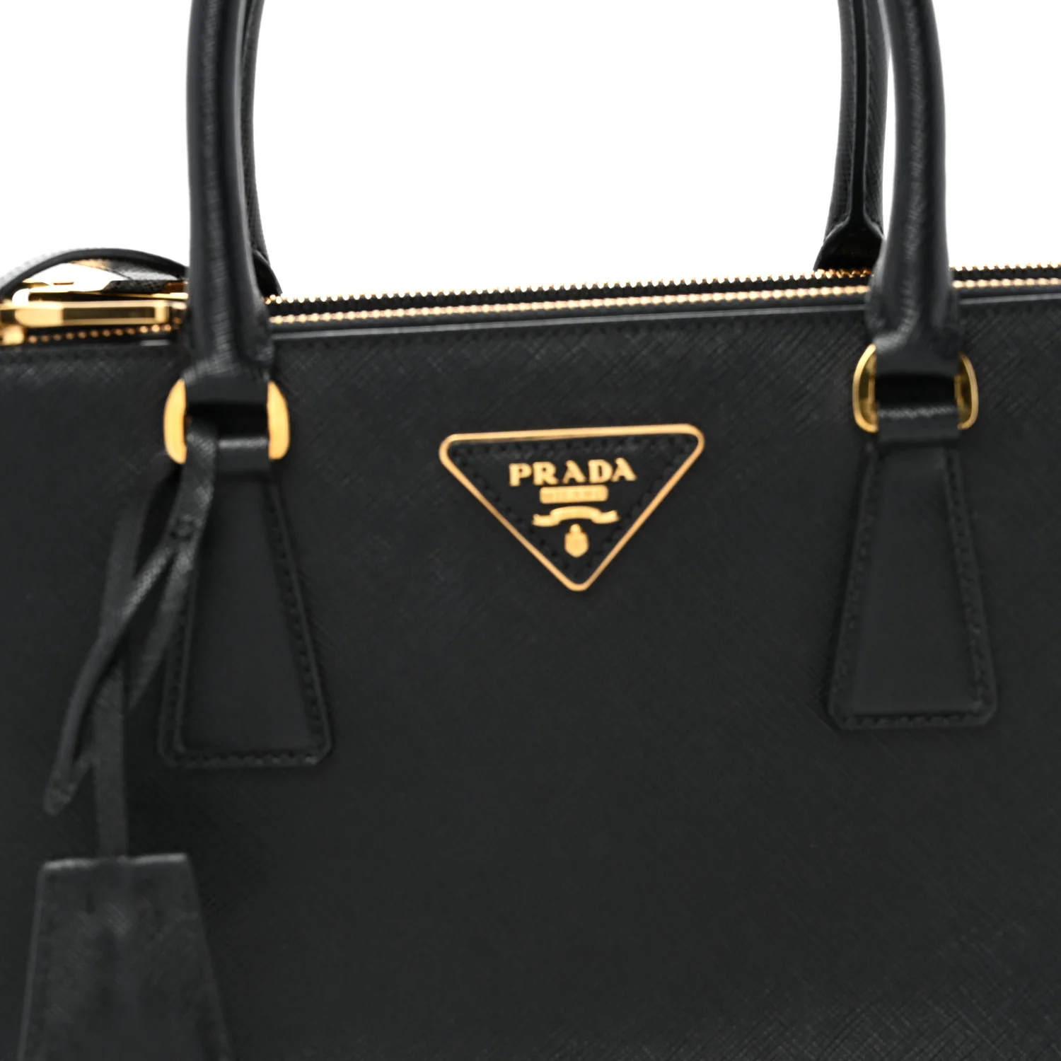 Saffiano Small Galleria Double Zip Tote Black