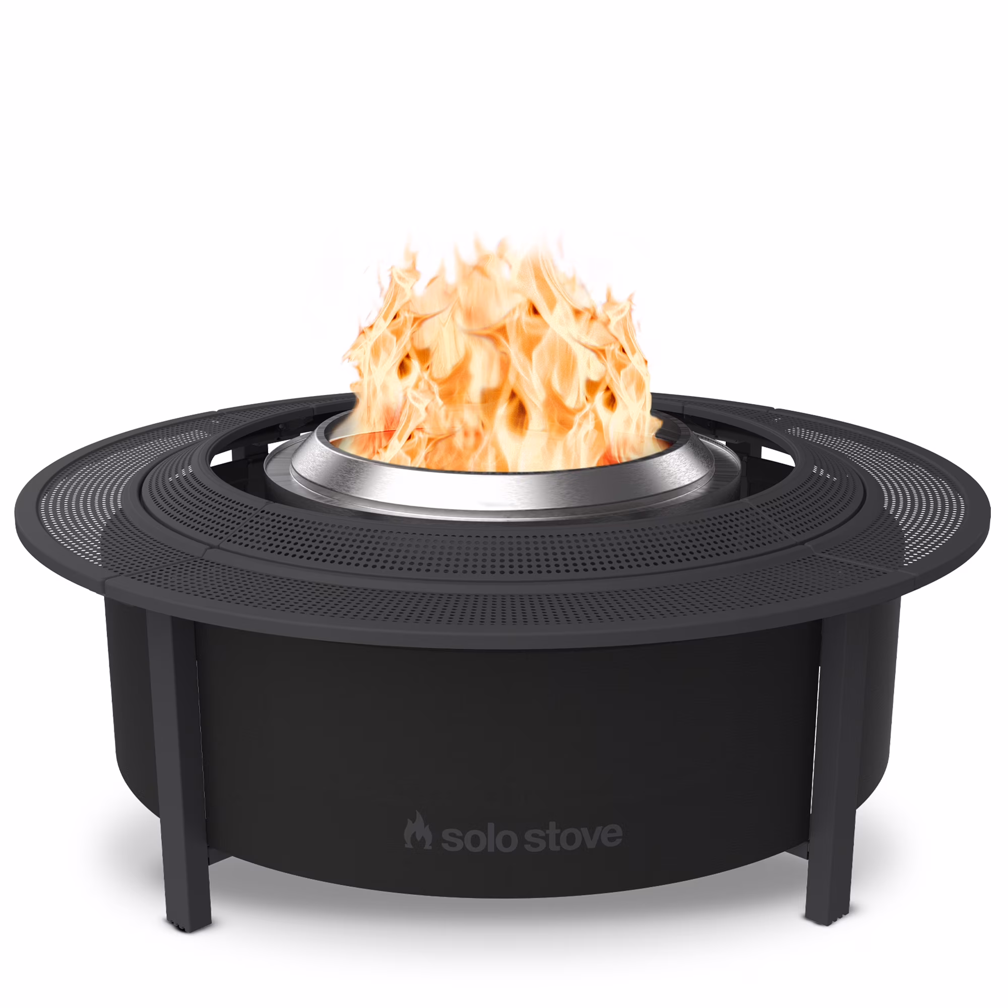 Fire Pit Surround Tabletop, Small | Elevation for Ranger and Bonfire Wood burning Outdoor Fire Pit, Powder-Coated Steel/ UV-Resistant Outdoor Fabric, Dimensions (HxDia): 20 x 42 in, Black(S) - Image 3