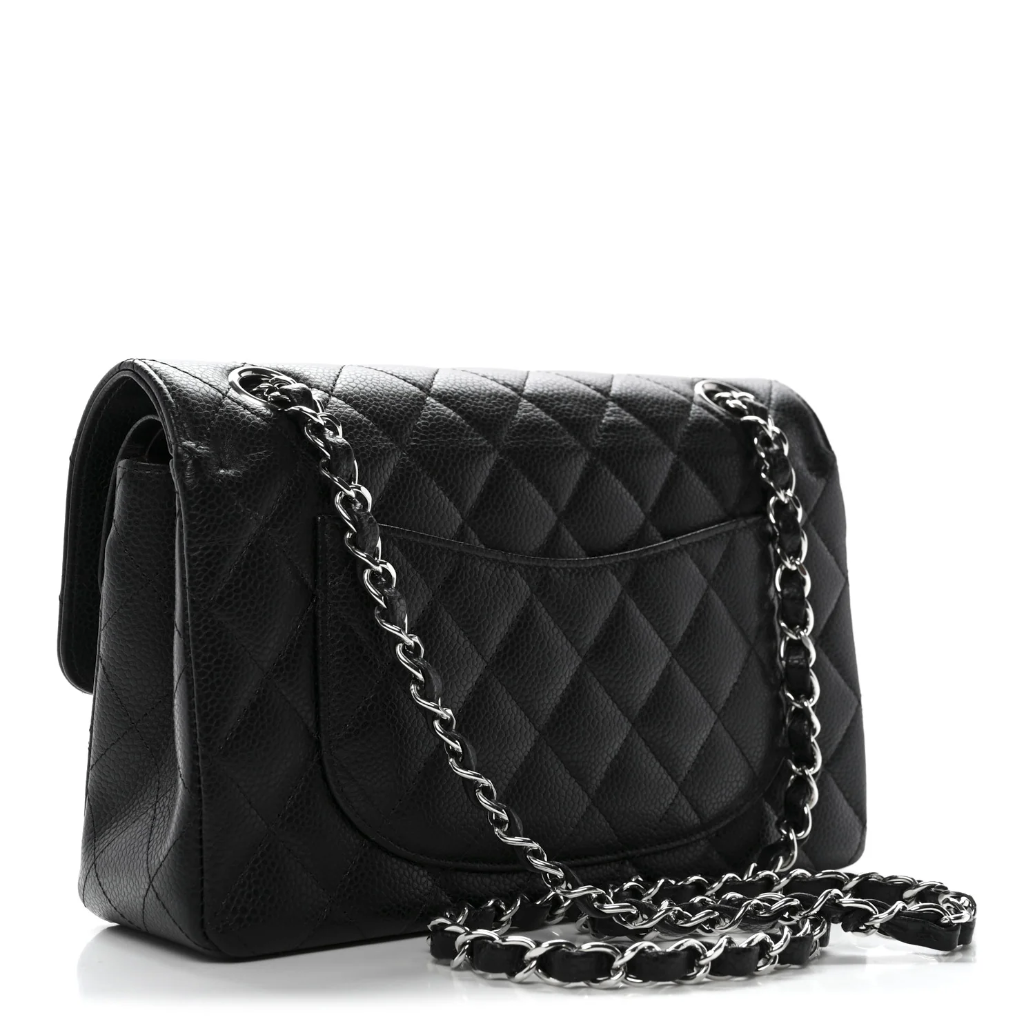 Caviar Quilted Small Double Flap Black