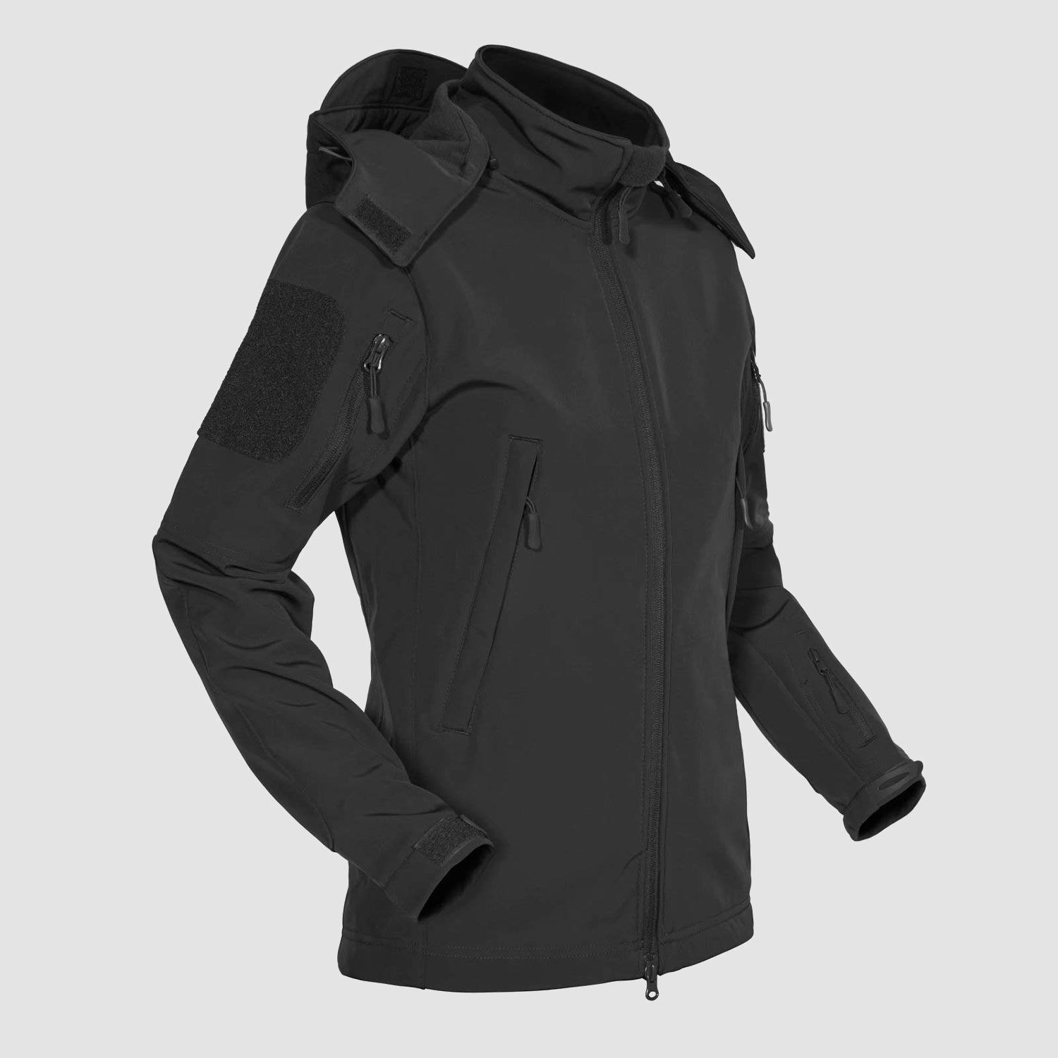 Veste d'hiver à capuche pour femme avec 6 poches, imperméable, coupe-vent, polaire softshell, style tactique