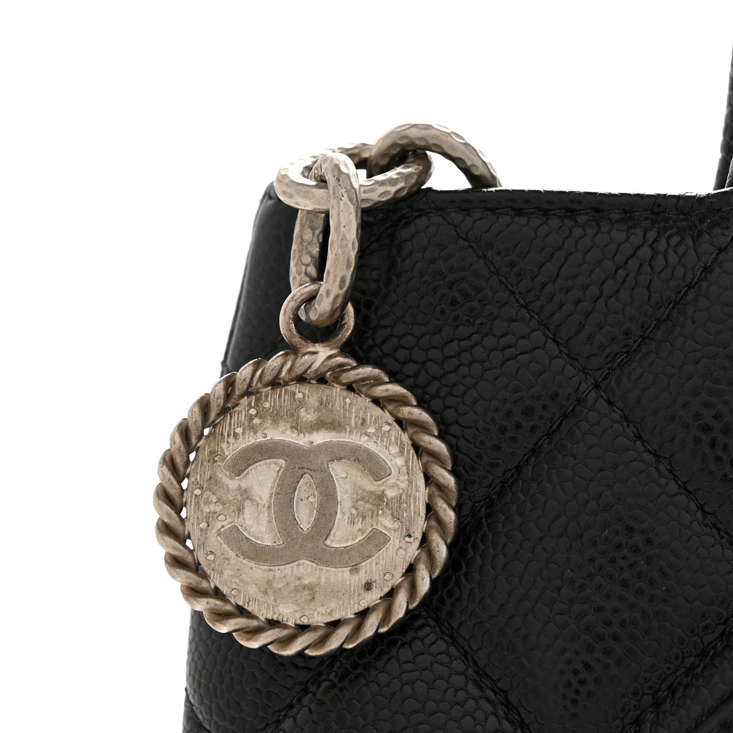 Caviar Quilted Medallion Tote Black