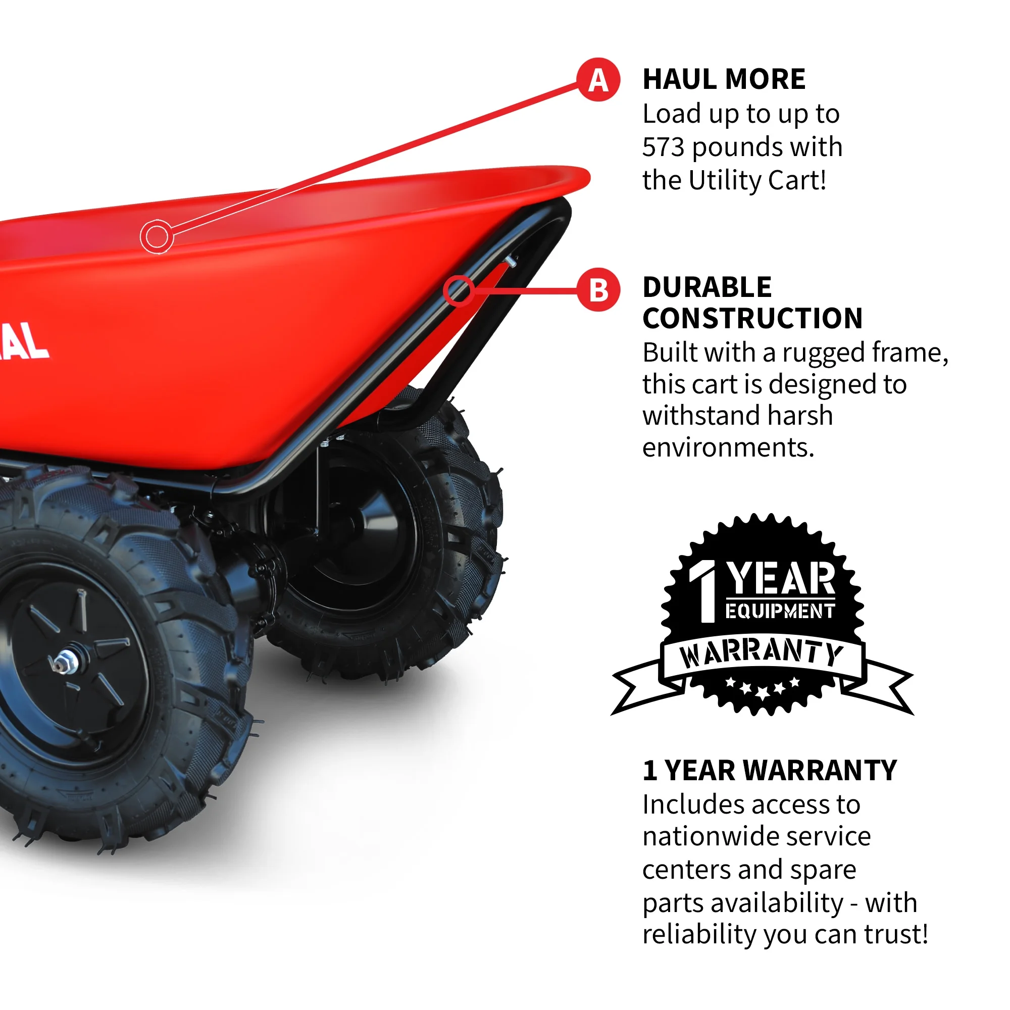 Electric Utility Cart 40V Battery-Powered Wheelbarrow 570-lb. Bucket Capacity - Image 3