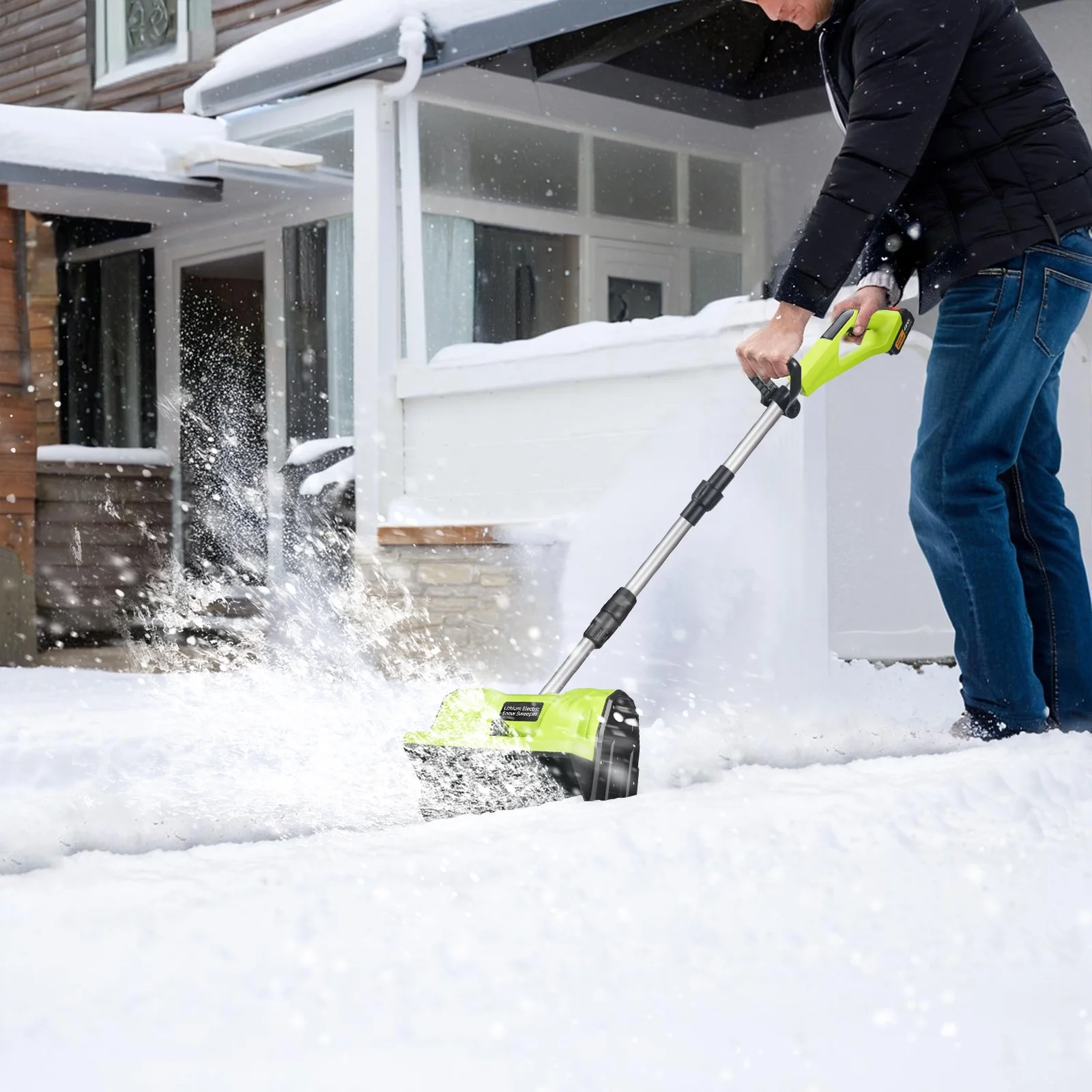Electric Snow Blower, 12" Cordless Snow Thrower Battery-Powered Adjustable Handle 20V Snow Shovel - Image 2