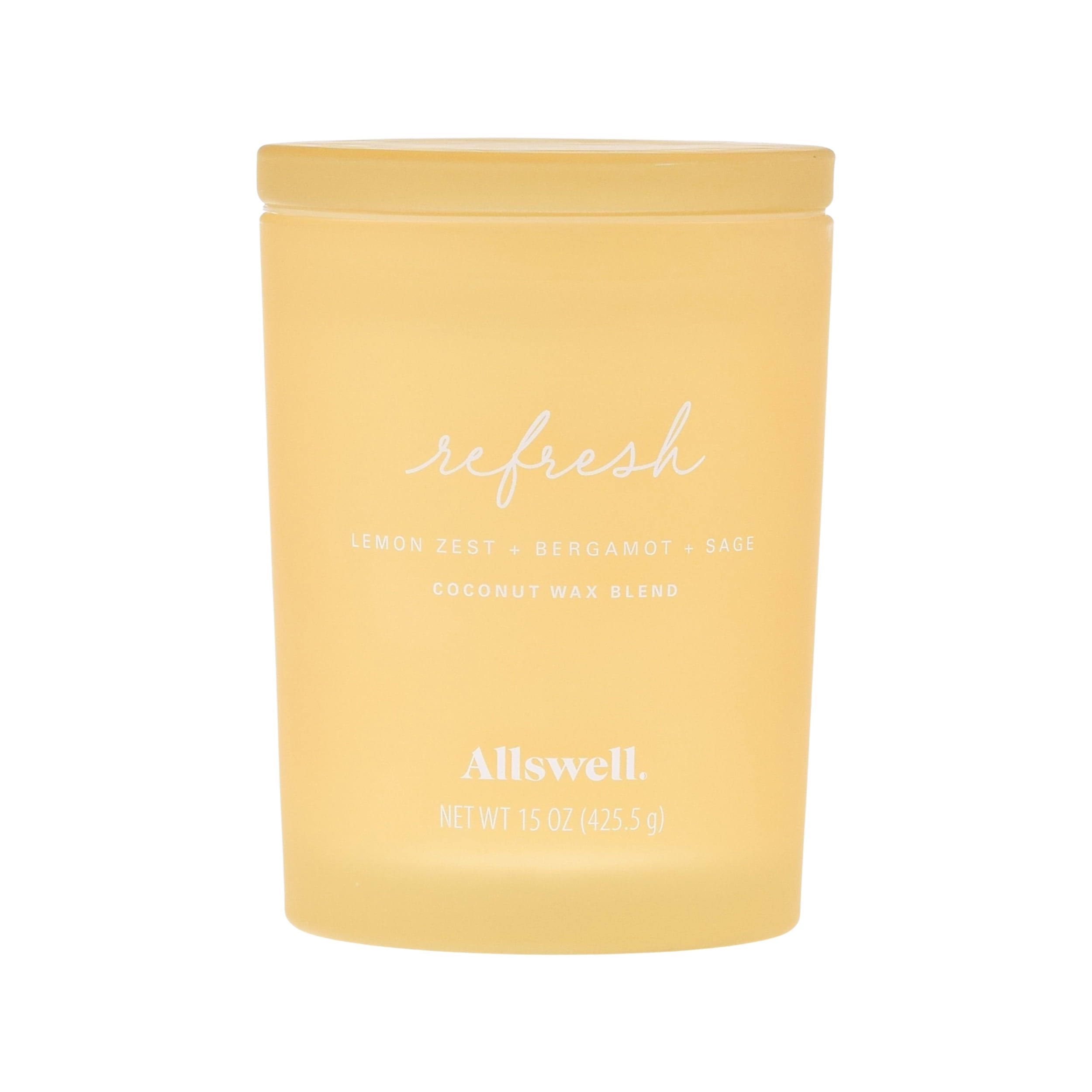 Allswell 15oz Scented 2-Wick Spa Candle - Refresh (Lemon Zest + Bergamot + Sage)