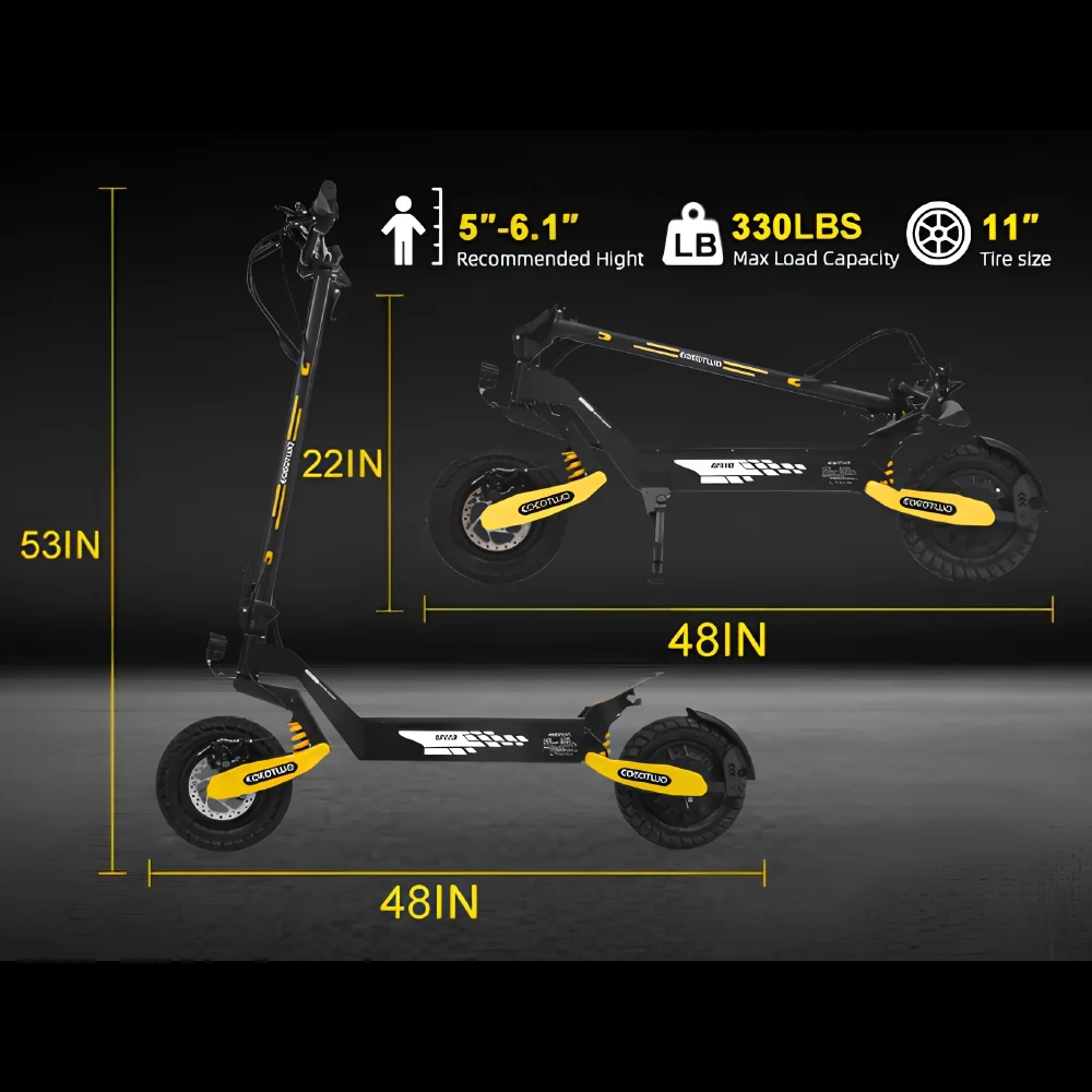 Off Road Electric Scooter for Adults, 1200W Motor Fast E Scooter, Up to 28MPH Top Speed 20Miles Long Range, 11" Off-Road Tires, 330lbs MAX Load, Foldable(GT06 48V 13AH) - Image 10
