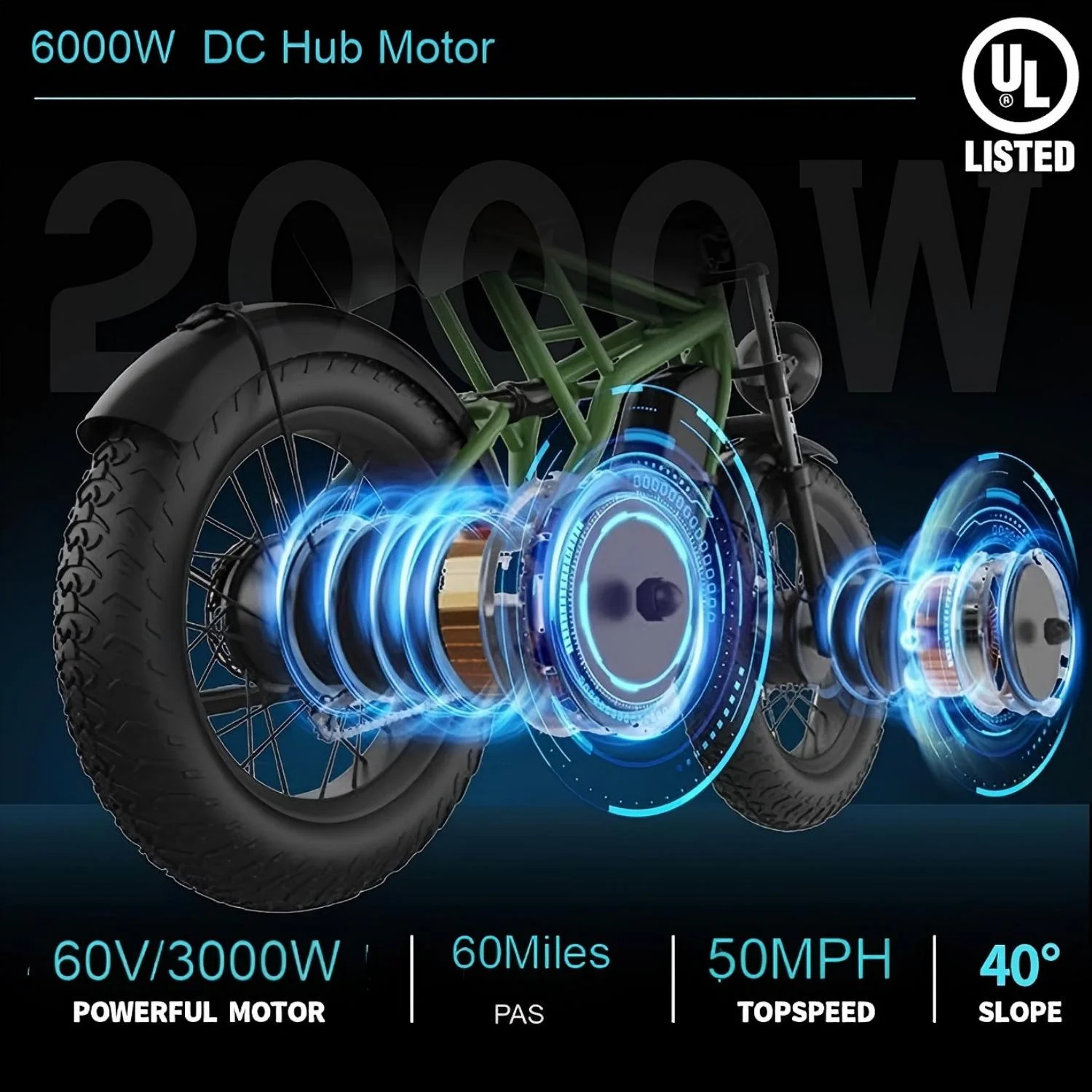 X2Pro 6000W(Peak)Motor 60V 30Ah Battery Electric Motorcycle for Adults,Electric Dirt Bike Teens,50MPH Off Road Electric Bicycle,19x2 Full Suspension/Four-Piston Hydraulic Brake UL2849(Gray) - Image 3