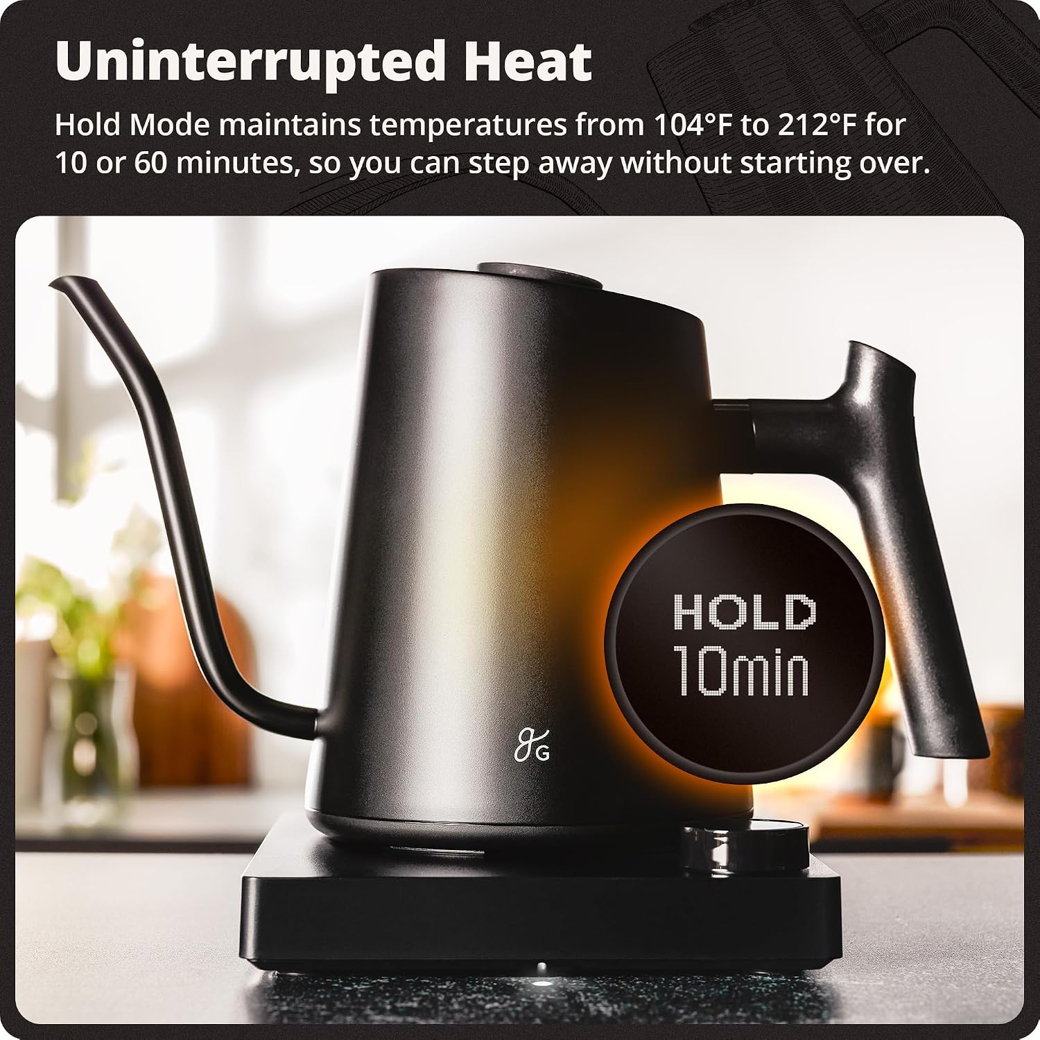 Greater Goods Gooseneck Electric Kettle, 1200W Temperature Control, 0.8L