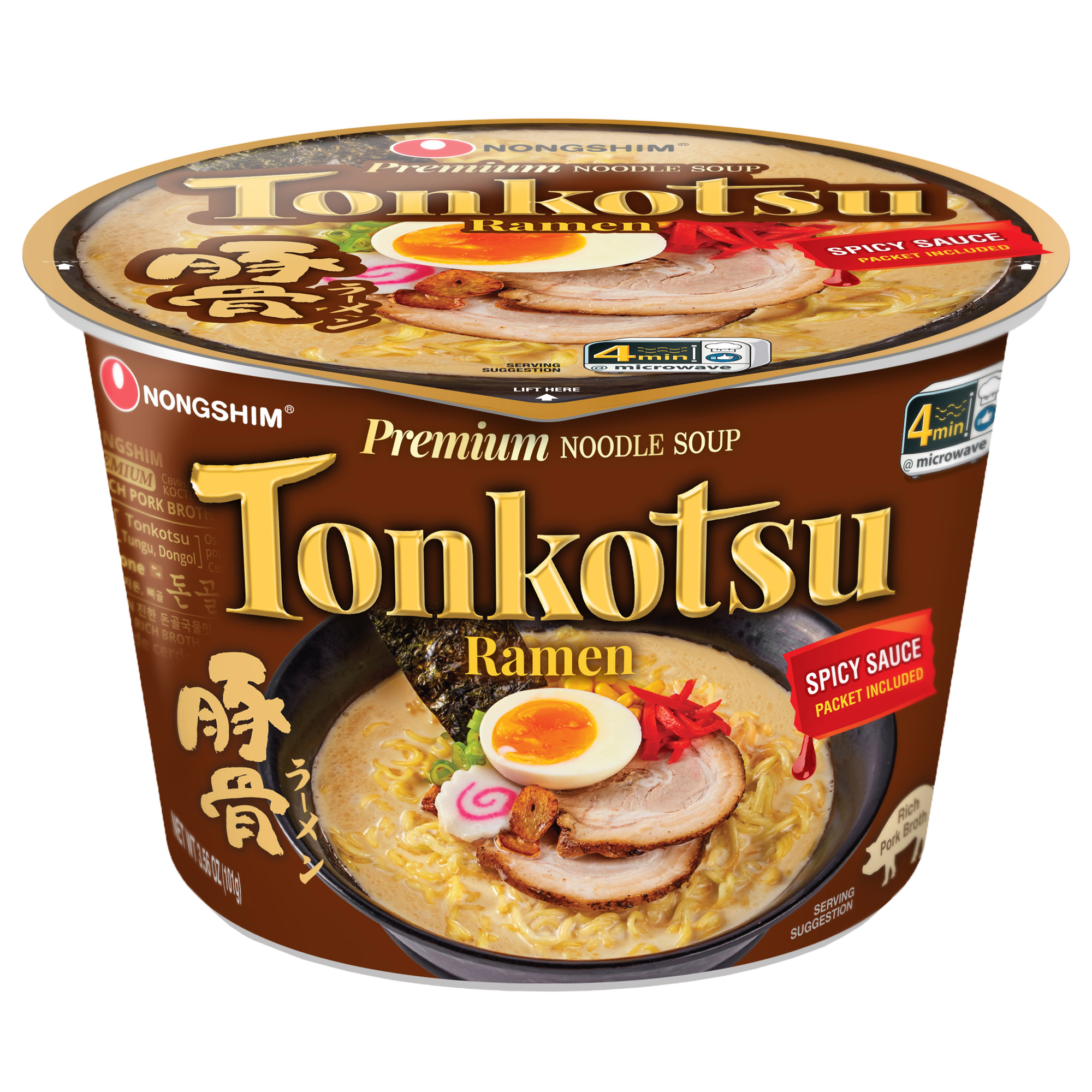 Nongshim, Tonkotsu Ramen Bowl, 3.56 oz, 6 - Count