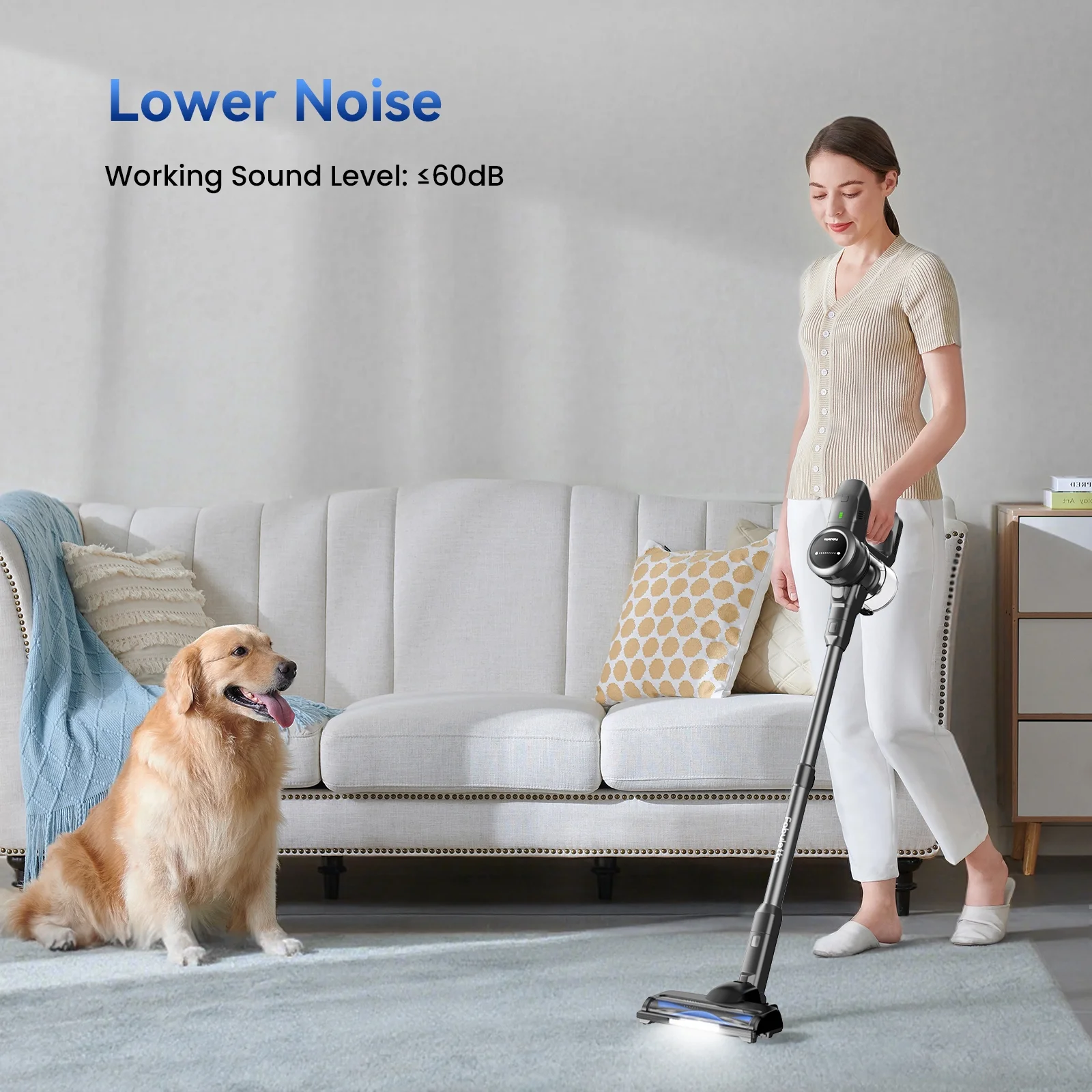 Cordless Vacuum Cleaner 35KPA Self-Standing Stick Vacuum 50min 400W Vac for Home Pet Hair Car Carpet Hardwood Floor, Black(Black) - Image 9