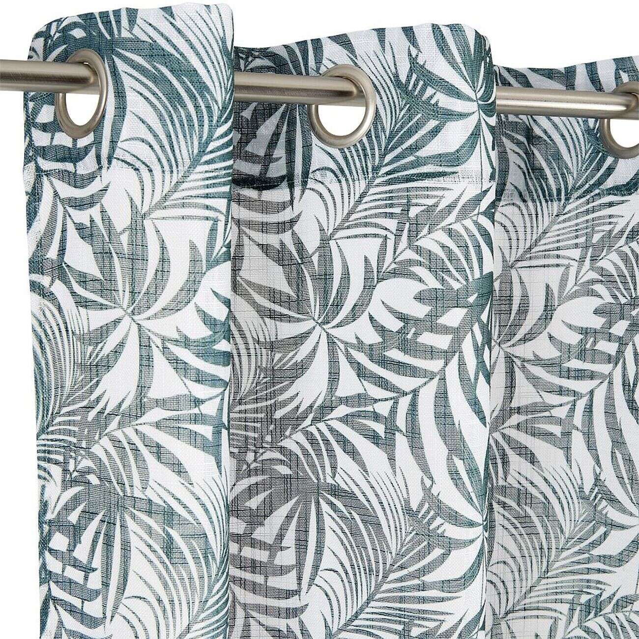 Voilage polyester 140x240cm imprimé feuillage blanc et vert